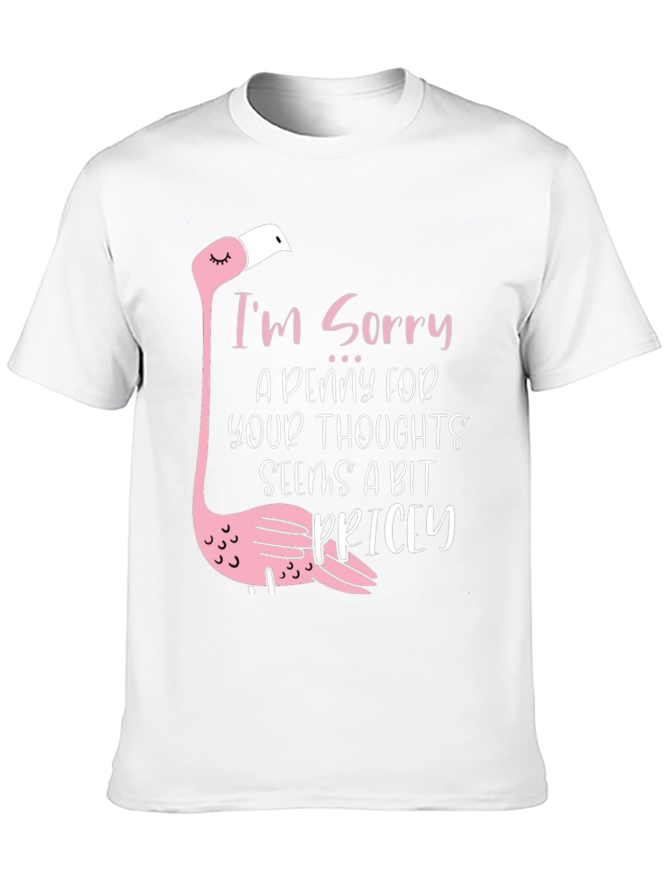 Black Funny Flamingo 'A Penny For Your Thoughts' Black T-Shirt view 10
