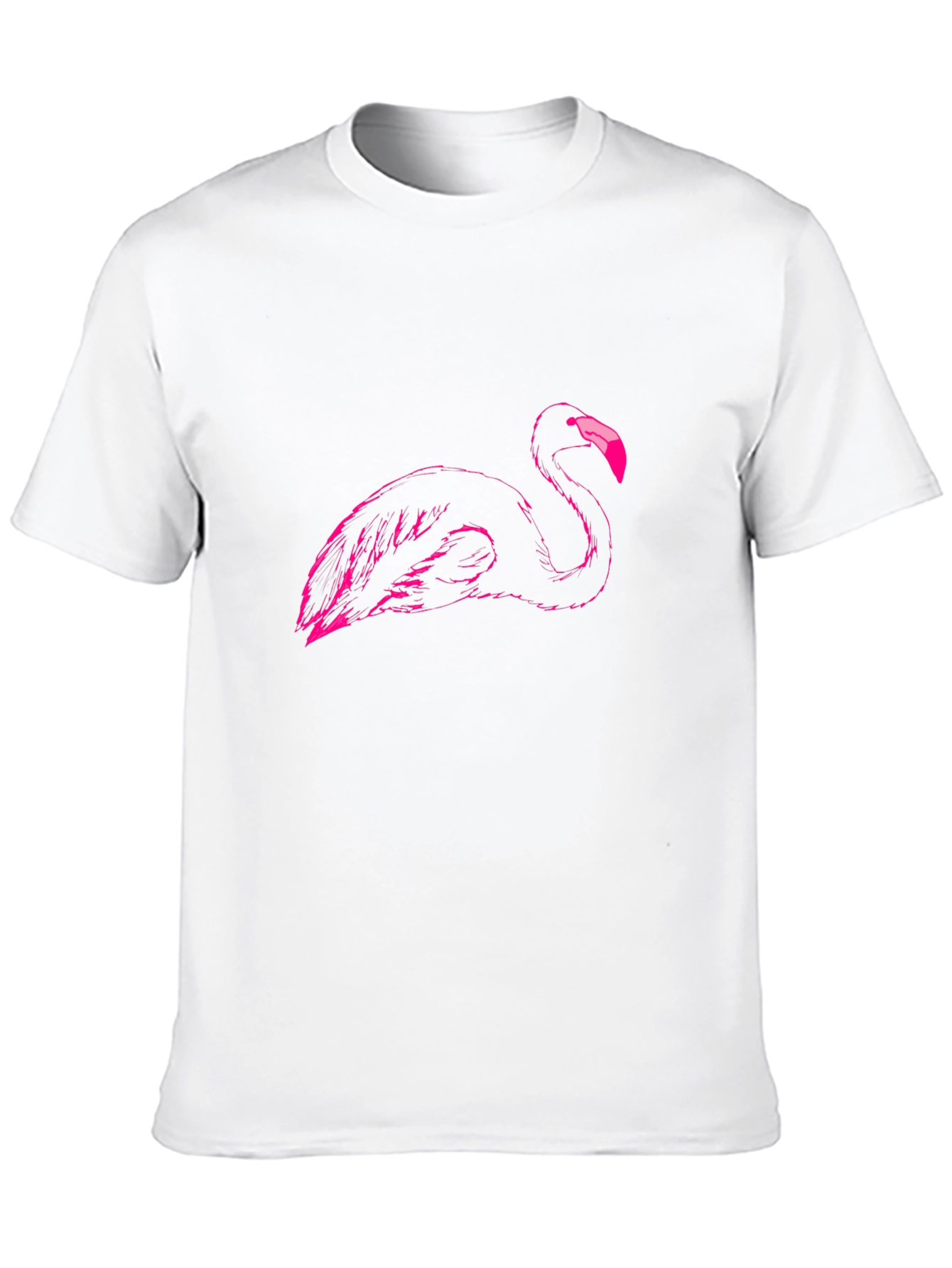 Black Men's Black T-Shirt with Pink Flamingo Graphic view 10