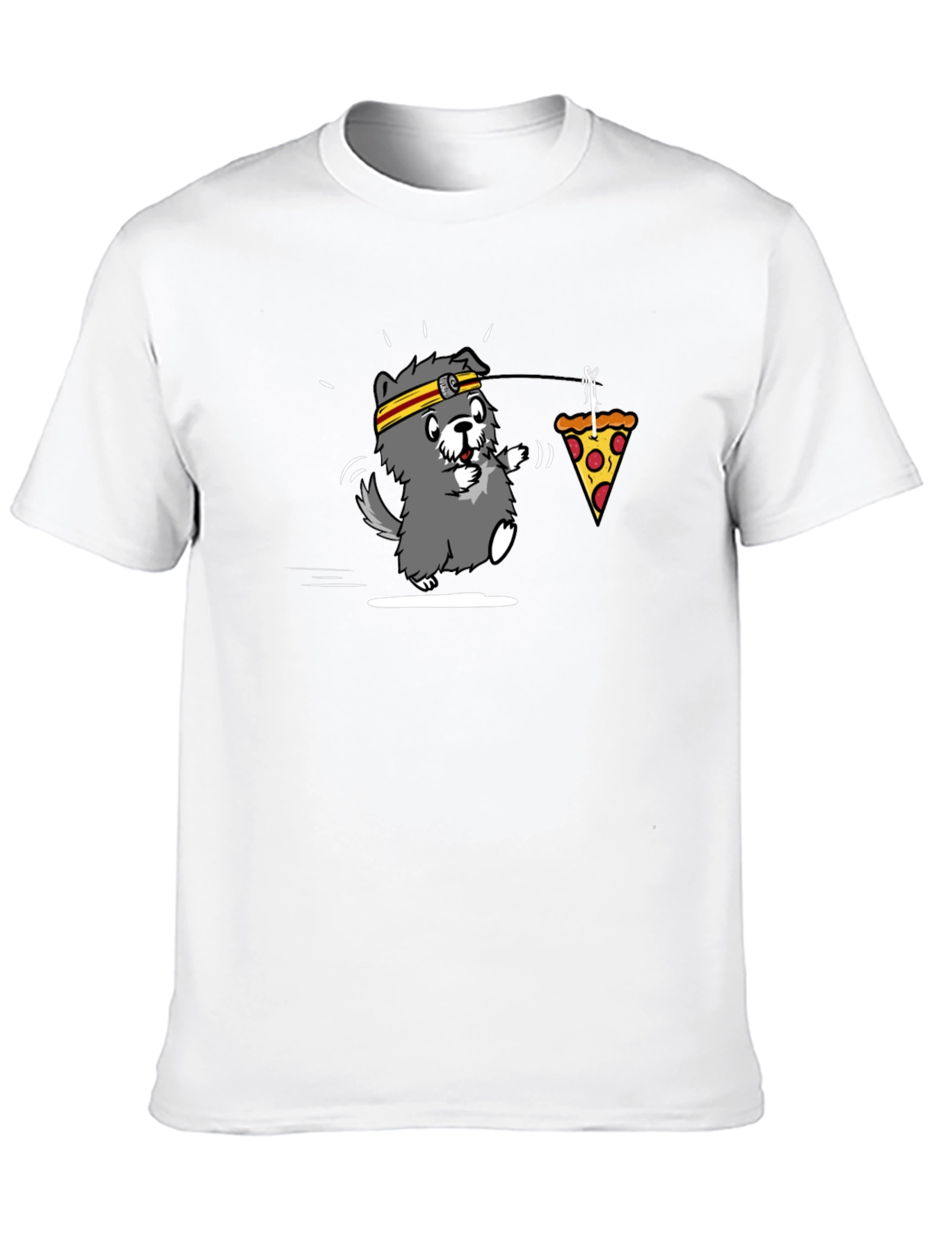 Black Dog Chasing Pizza T-Shirt view 10