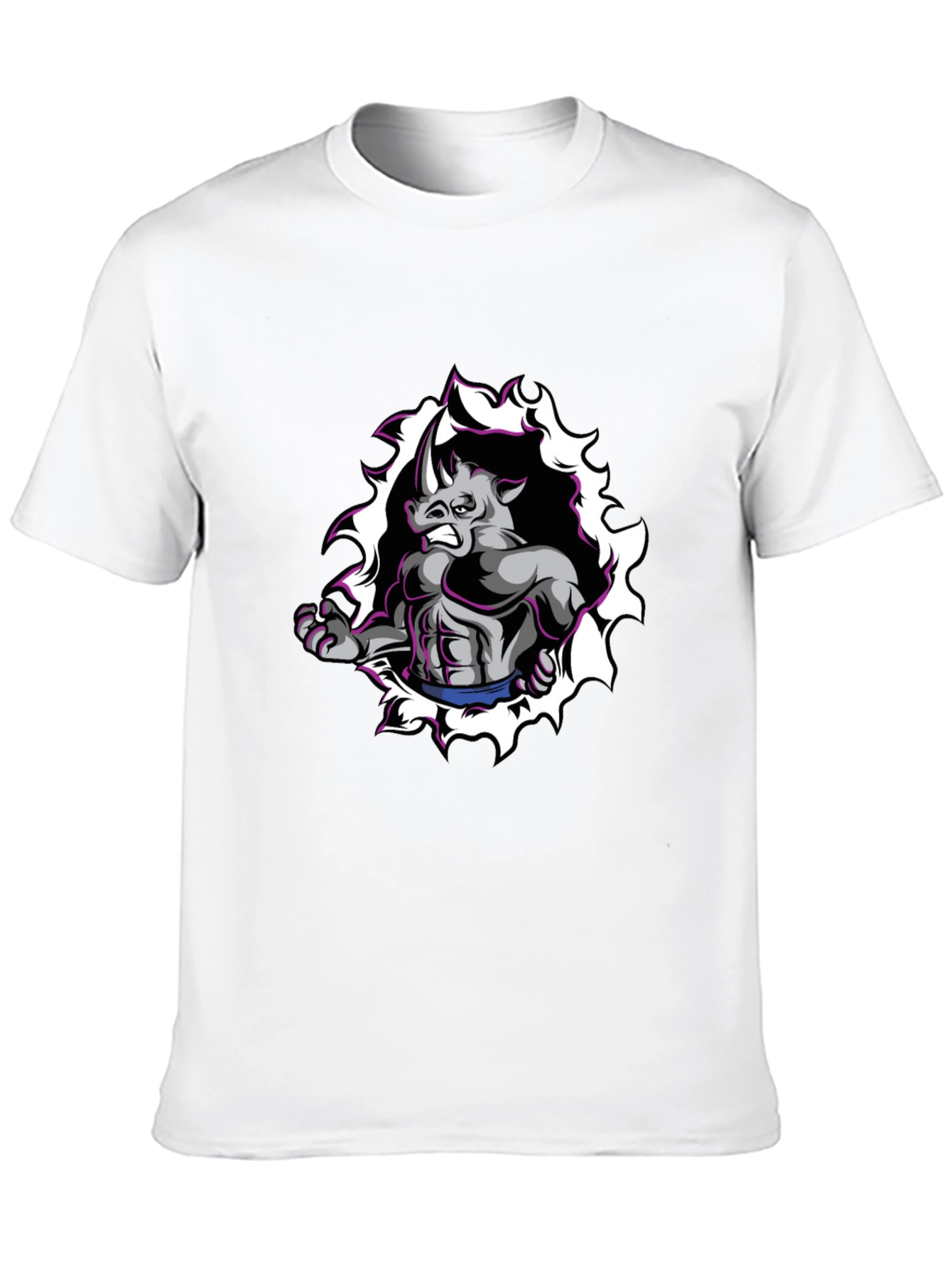 Black Ripped Rhino Graphic Tee - Strongman Cartoon Shirt view 10