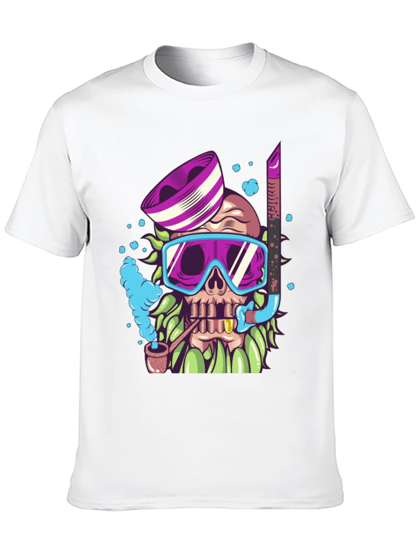 Black Diver Skull Graphic Tee - Black Cotton T-Shirt view 10