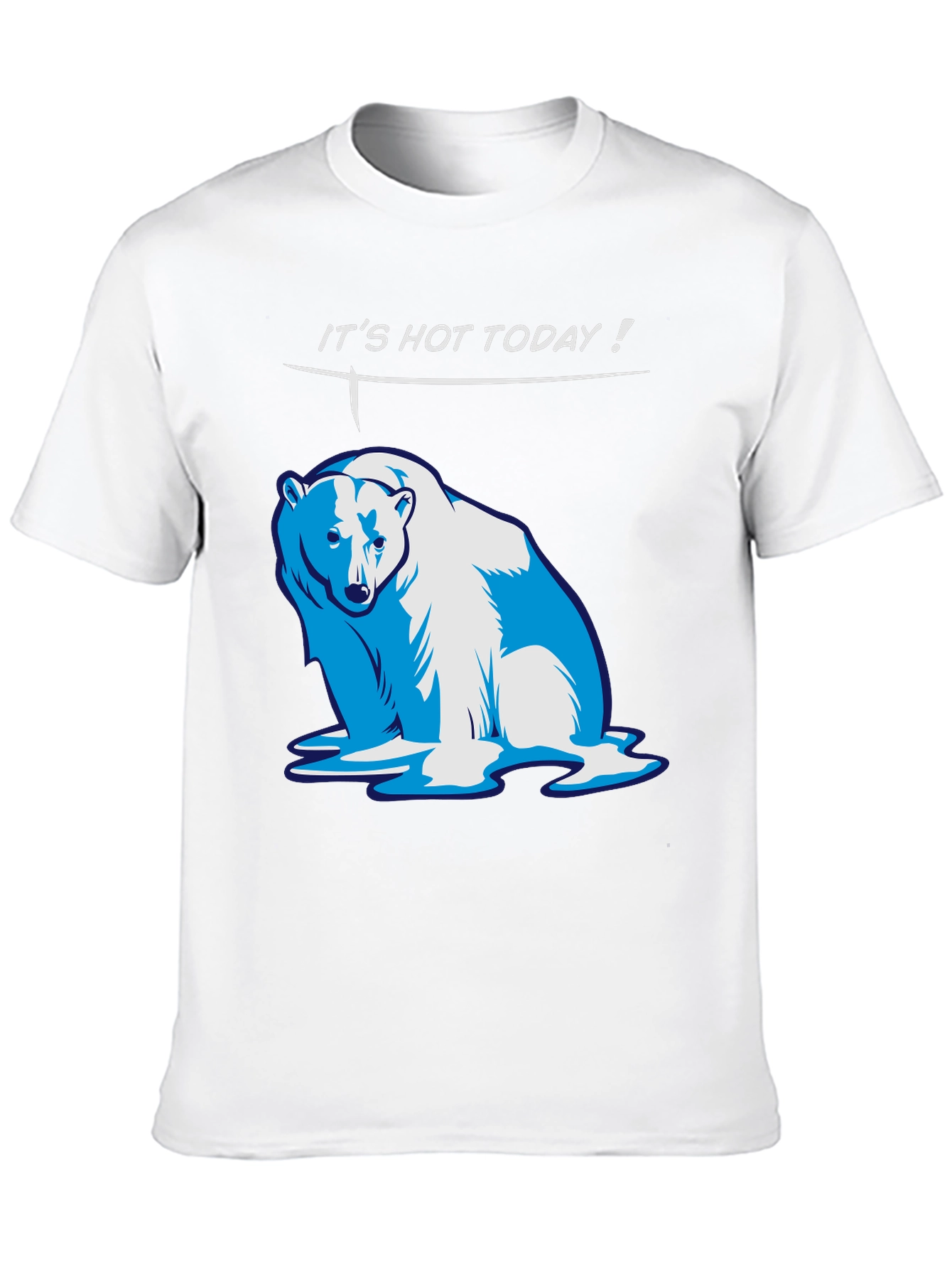 Black Funny "It's Hot Today!" Polar Bear Graphic T-Shirt view 10