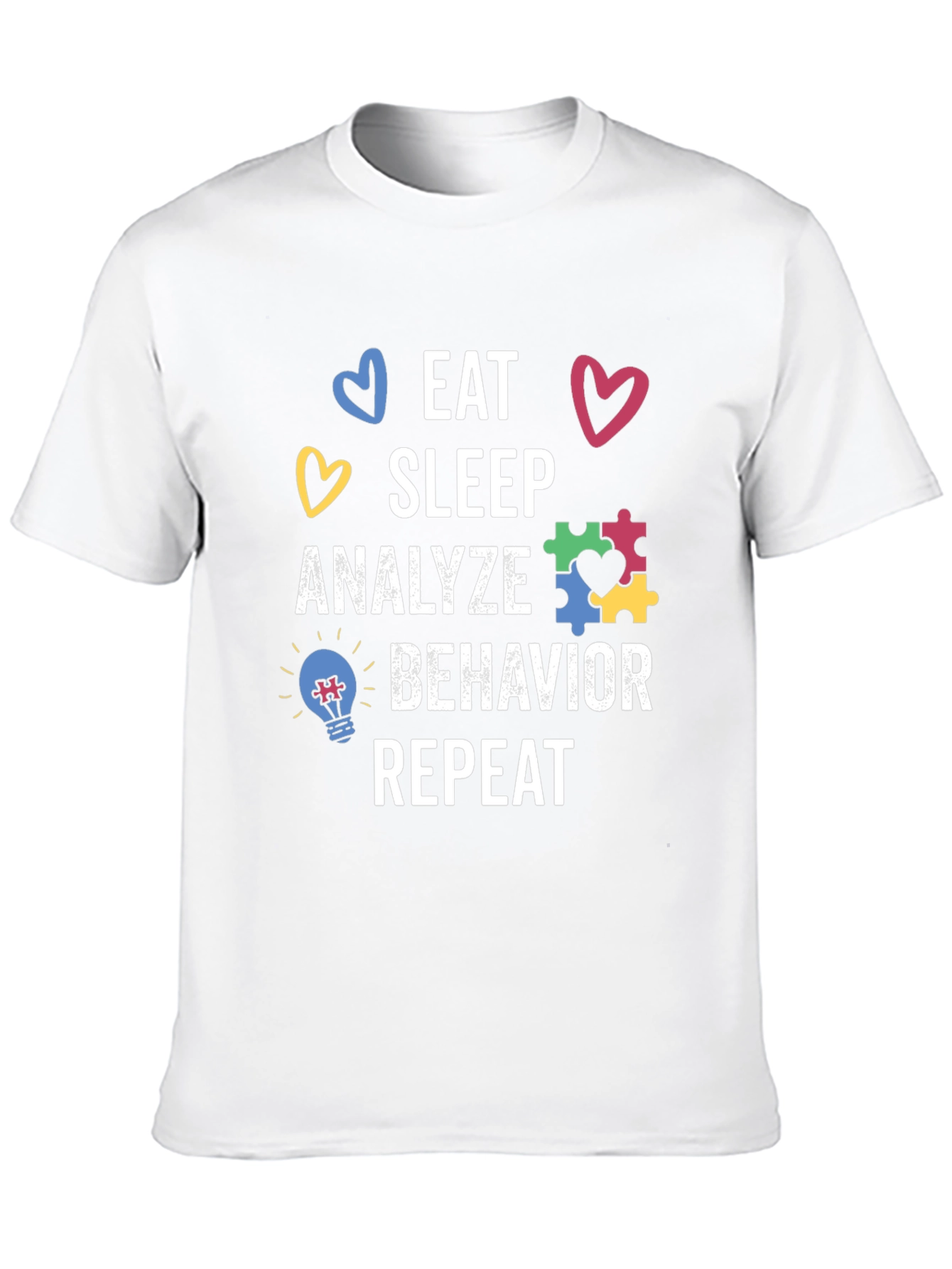 Black Eat Sleep Analyze Behavior Autism T-Shirt view 10