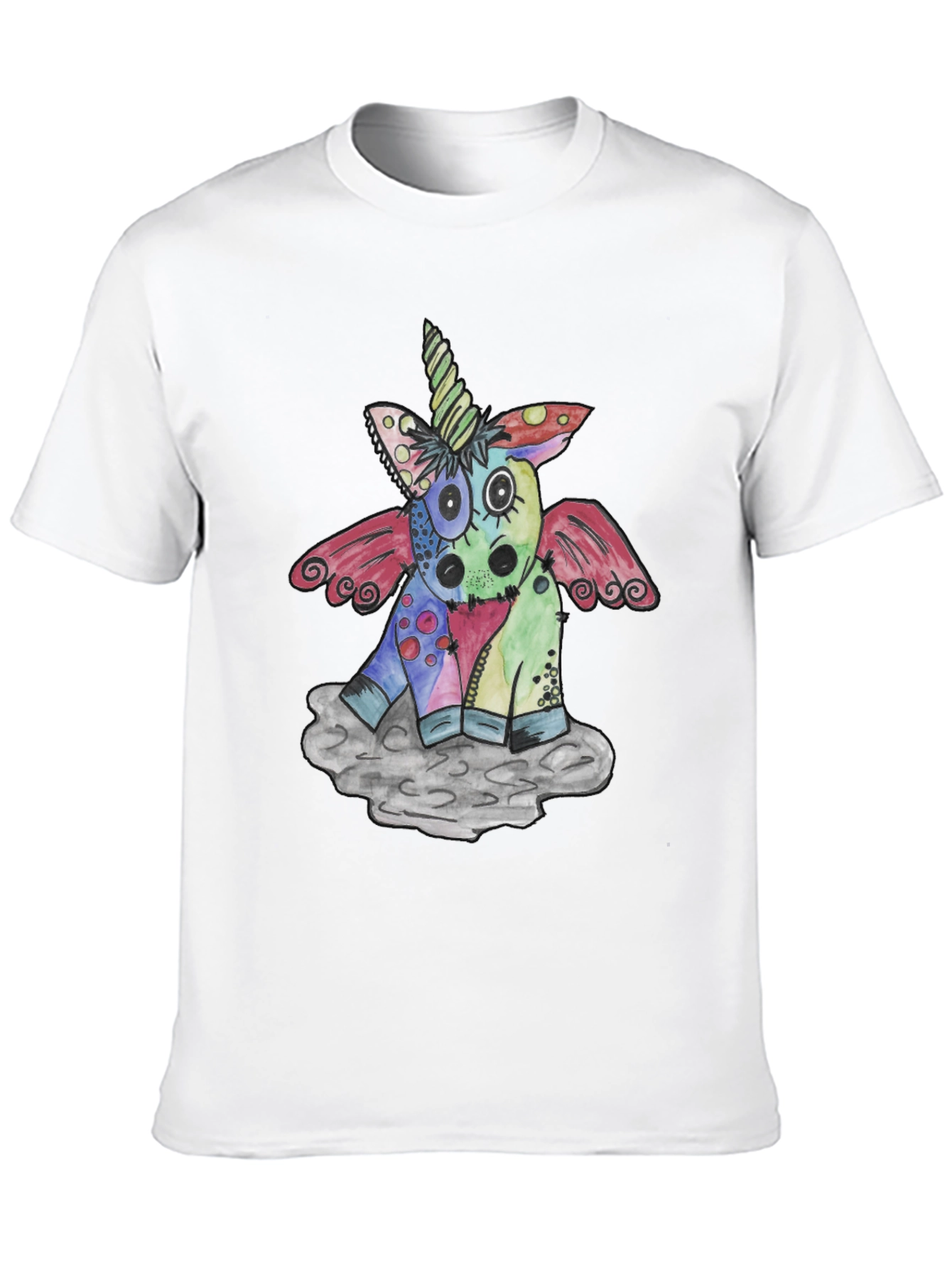 Black Whimsical Unicorn Graphic T-Shirt - Unique Design view 10