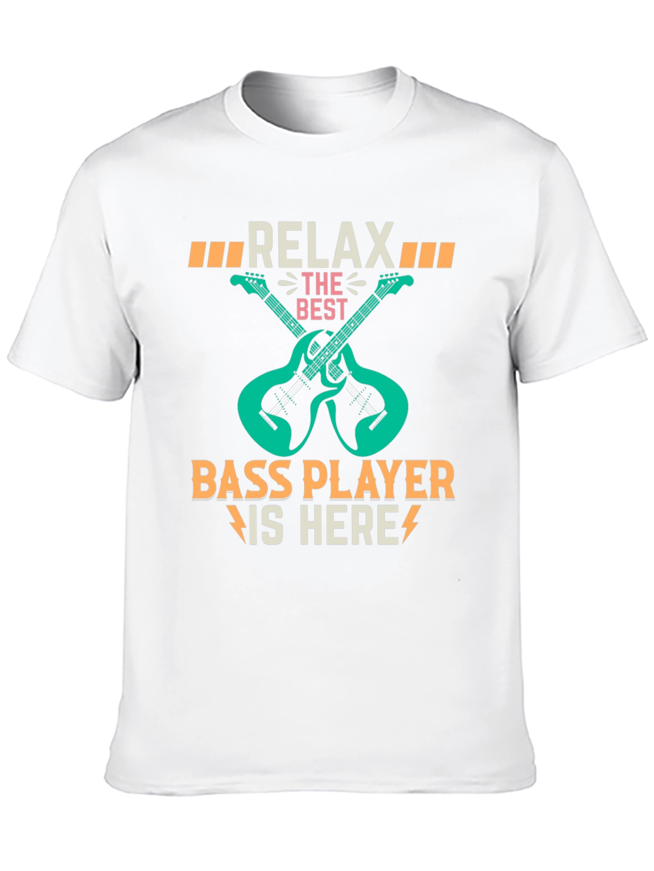 Black Relax Bass Player Here Graphic T-Shirt view 10