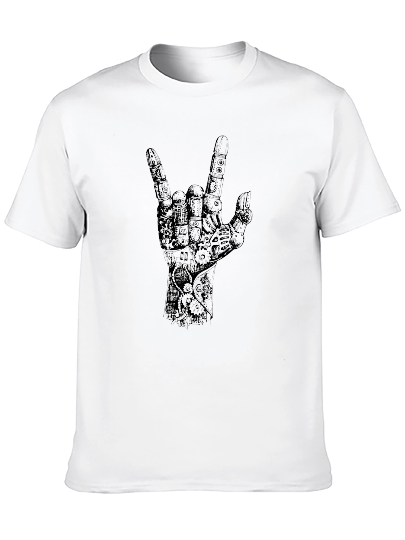 Black Black T-Shirt with Mechanical Hand Graphic view 10