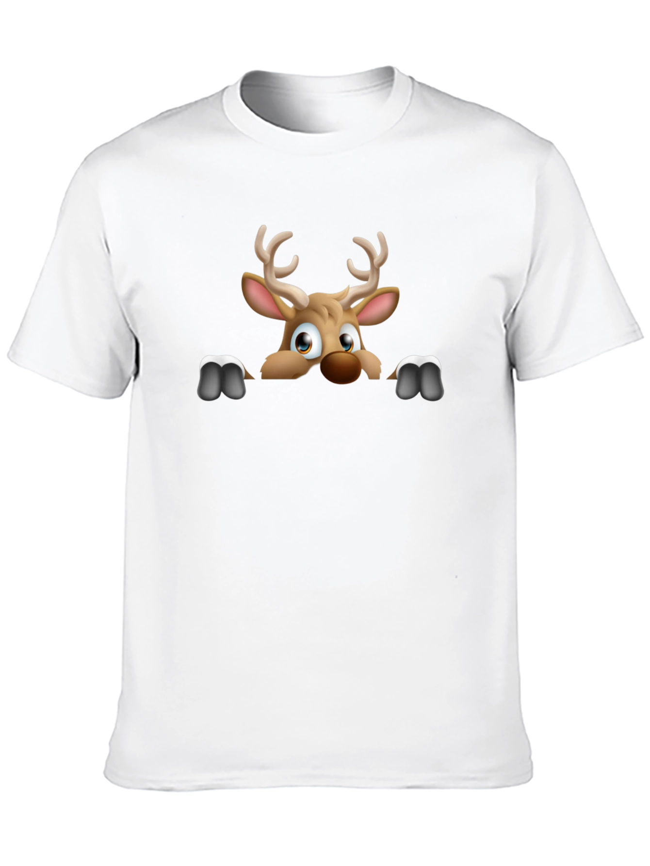 Black Reindeer Peek-a-Boo Graphic T-Shirt - Black Cotton Blend view 10
