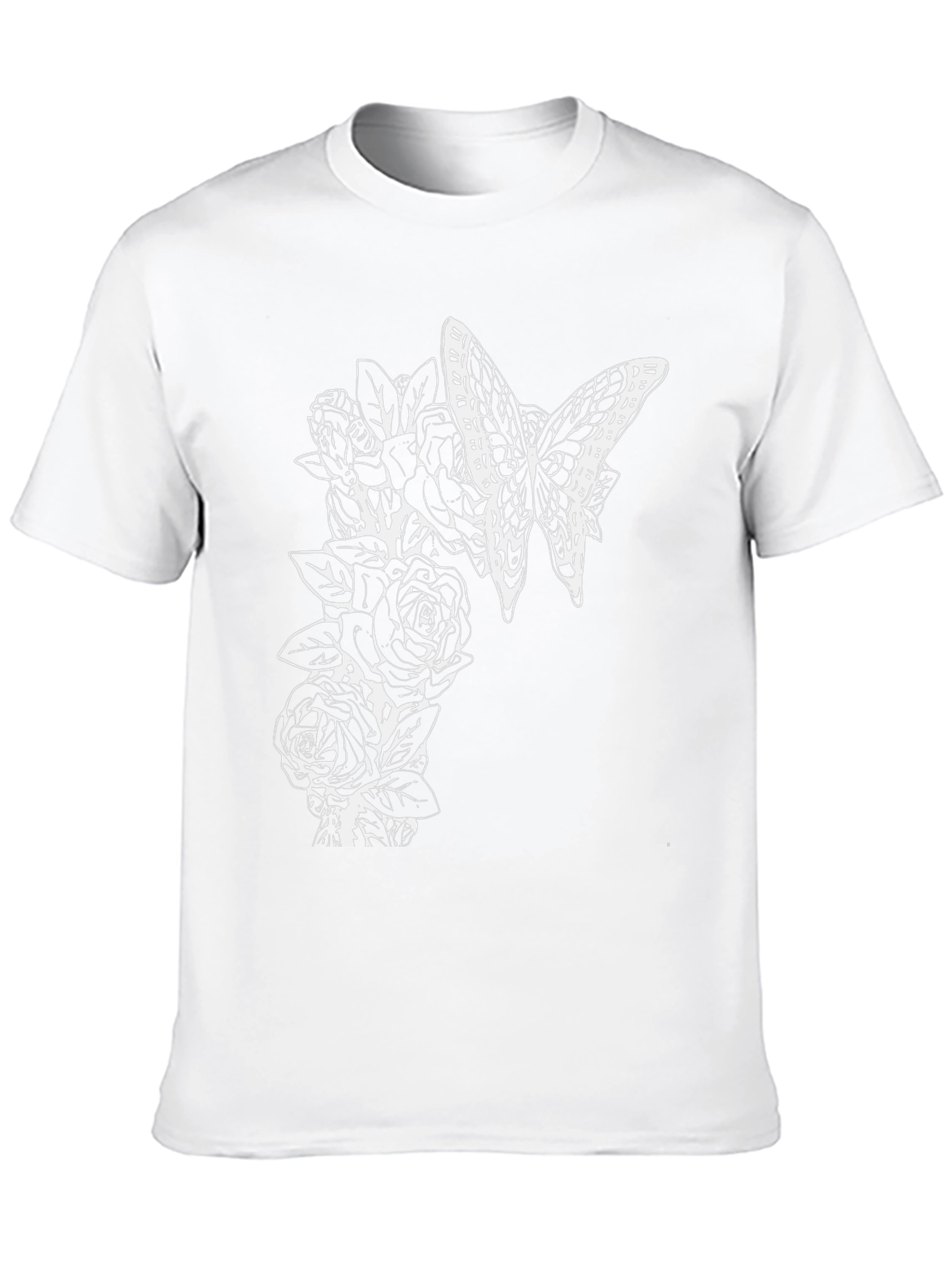 Black Butterfly and Roses Graphic T-Shirt - Men's Black Tee view 10