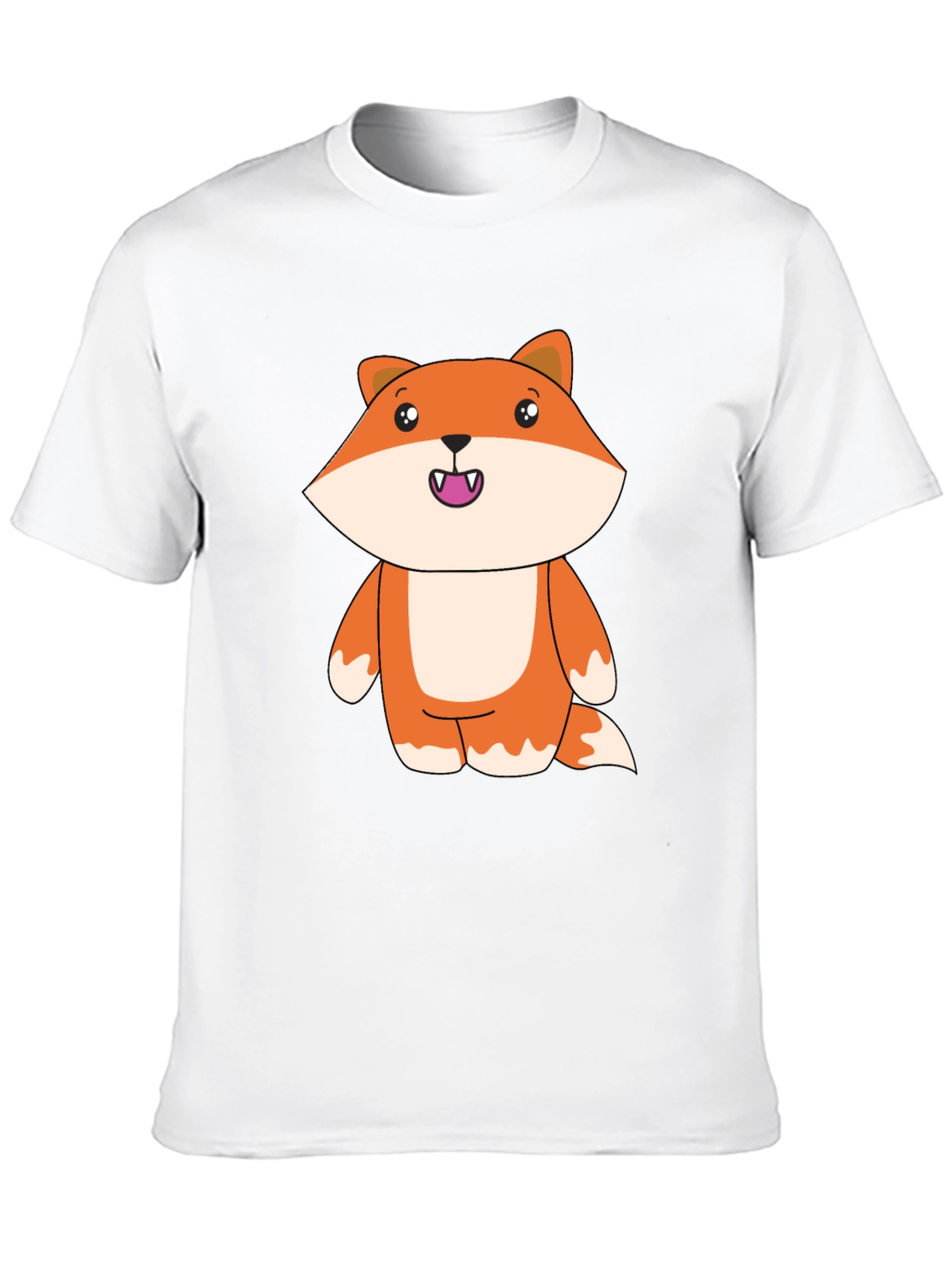 Black Cute Cartoon Fox Black T-Shirt view 10