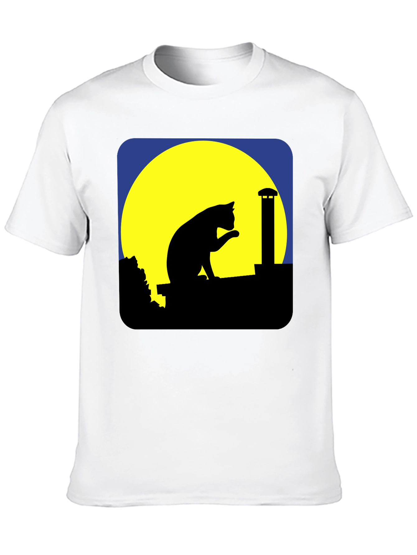 Black Cat On Rooftop Silhouette Graphic Tee - Black view 10