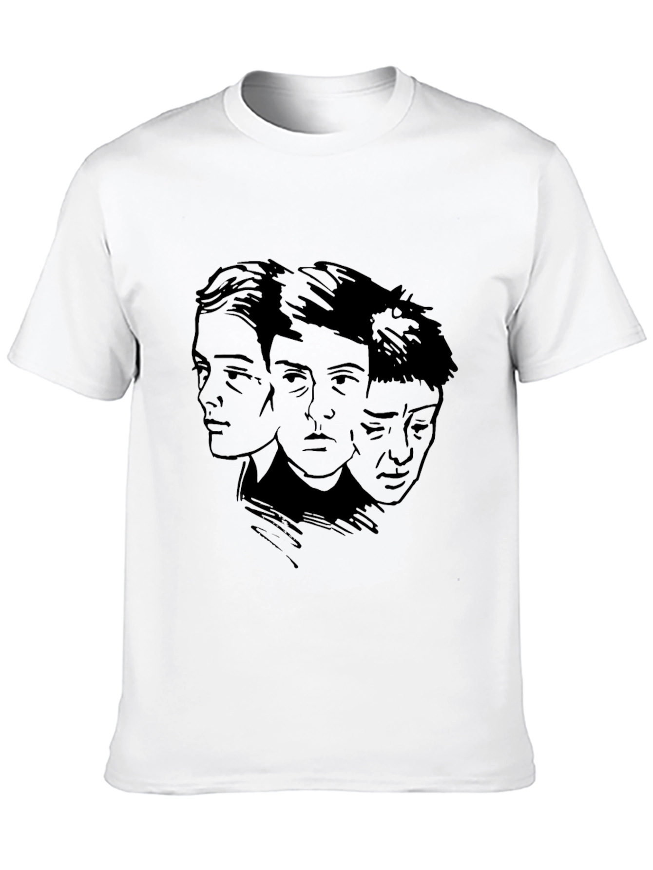 Black Three Faces Graphic Black T-Shirt view 10