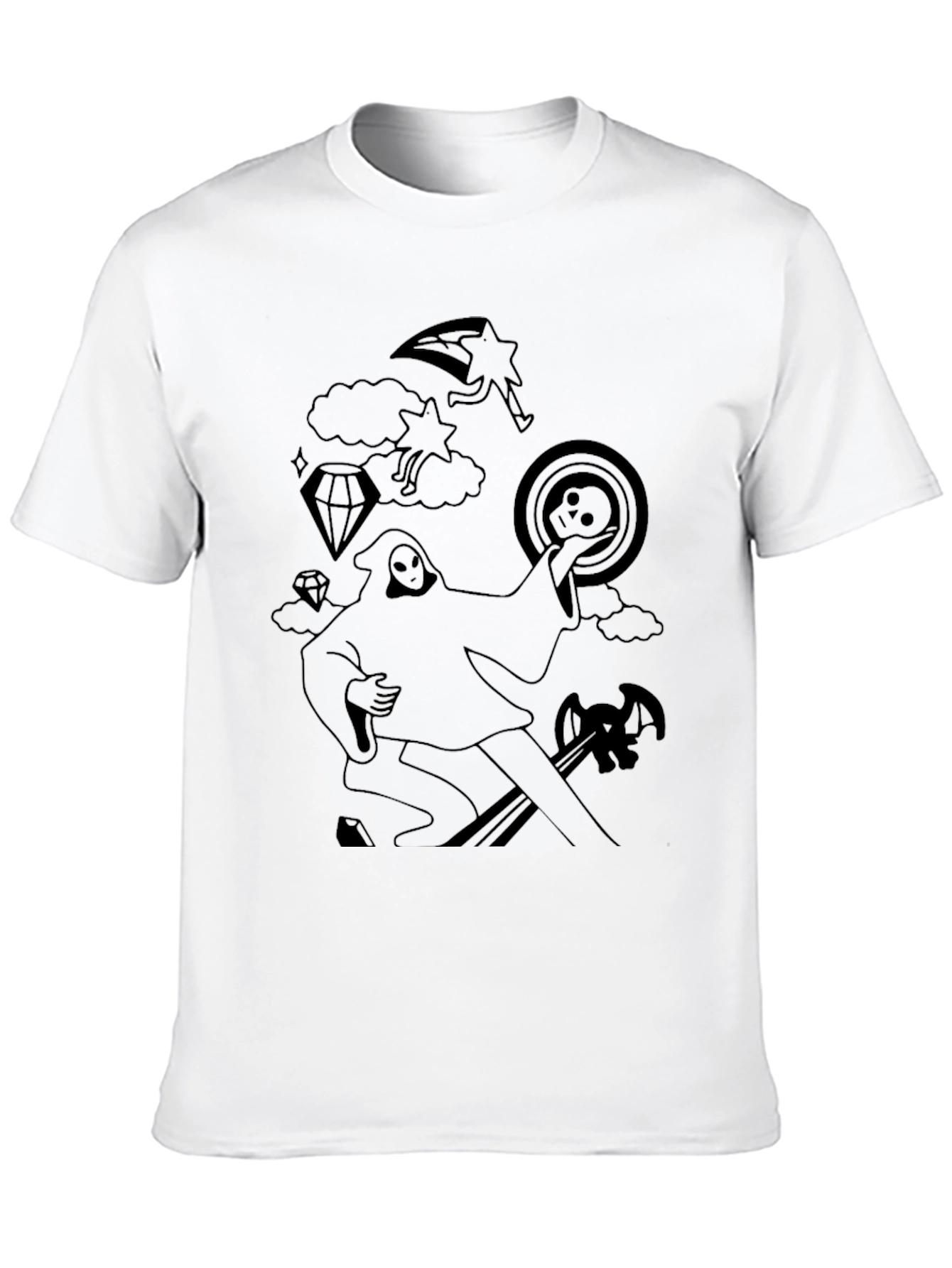 Black Black Graphic Tee - Death Tarot Cartoon view 10