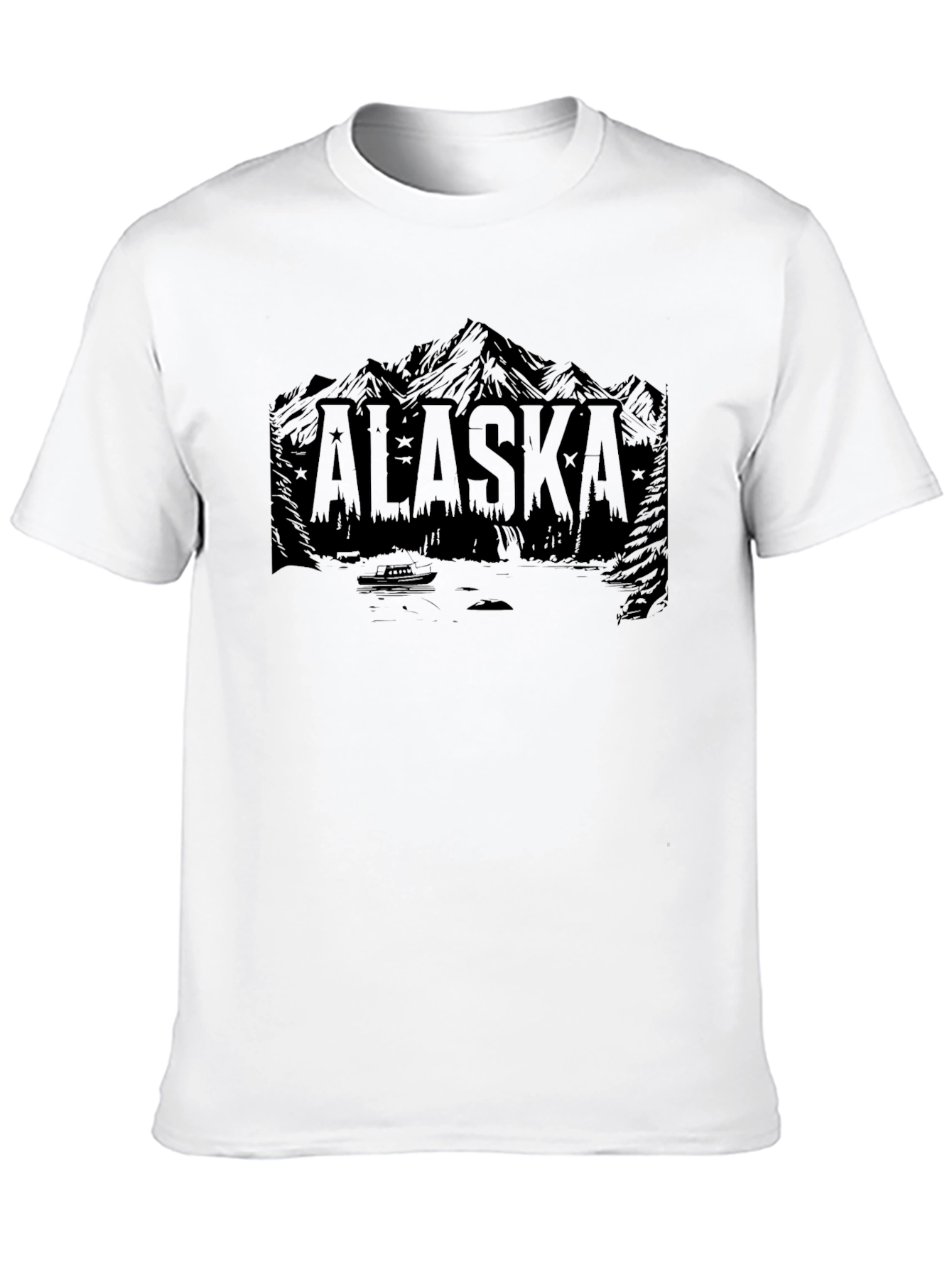 Black Alaska Mountain Graphic Print Black T-Shirt view 10