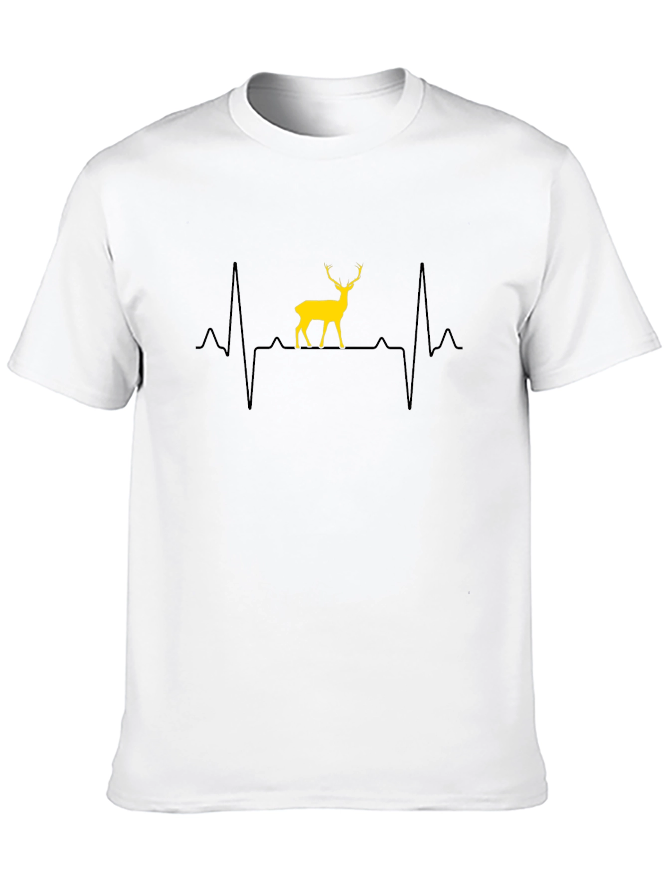 Black Deer Heartbeat T-Shirt - Black Cotton Graphic Tee view 10