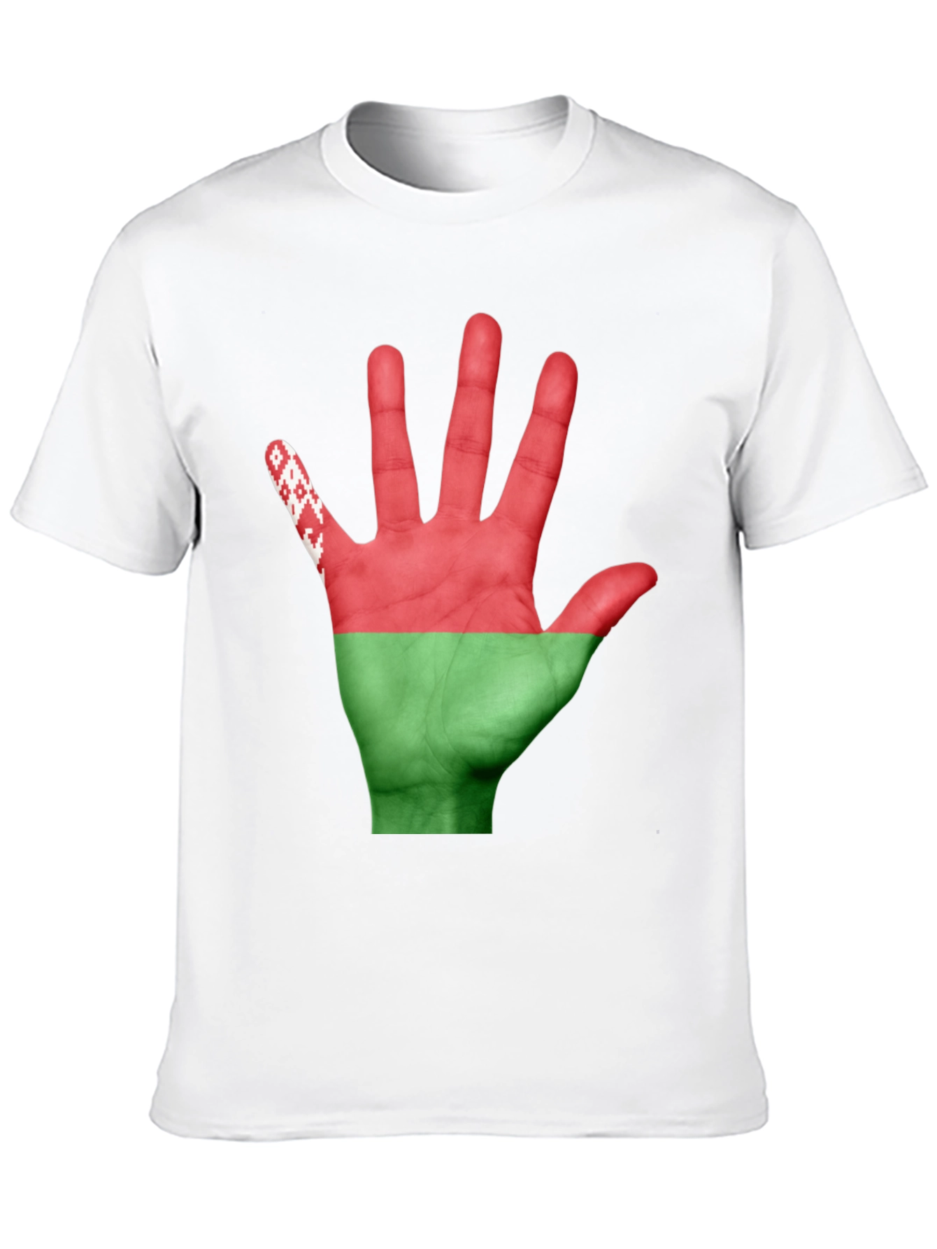 Black Belarus Flag Hand Print Black T-Shirt view 10