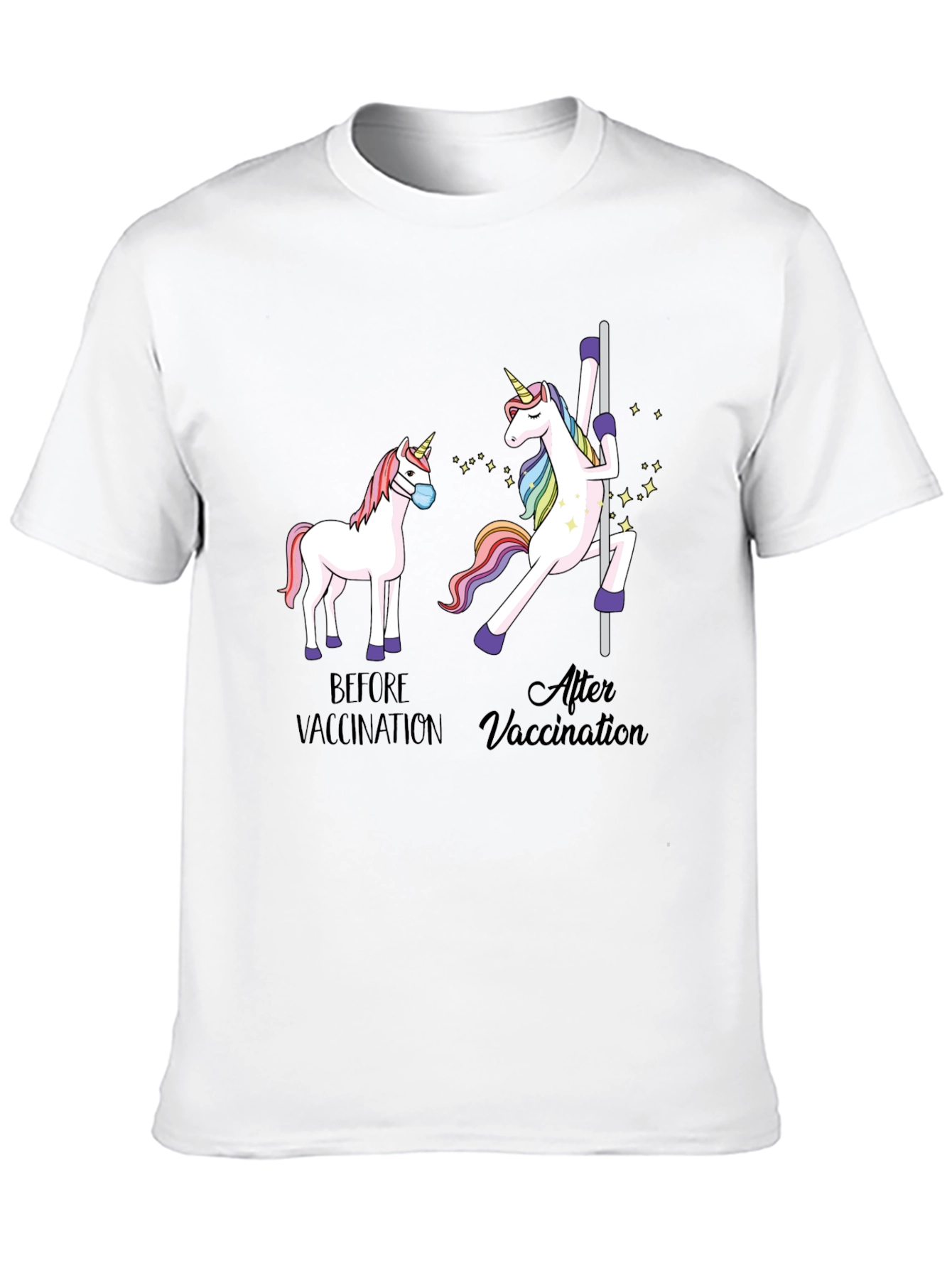 Black Vaccinated Unicorn Graphic Tee - Funny Health T-Shirt view 10