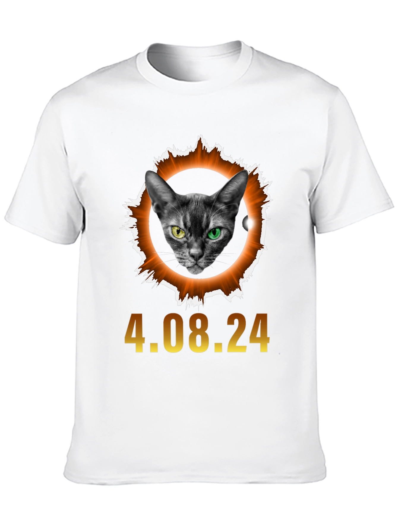 Black Eclipse Cat T-Shirt - April 8th, 2024 Solar Event view 10