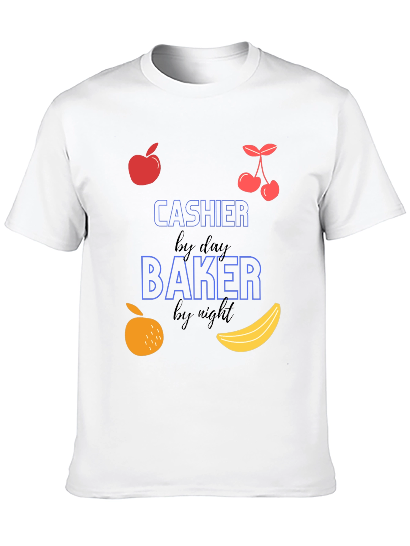 Black Cashier by Day, Baker by Night Black T-Shirt view 10