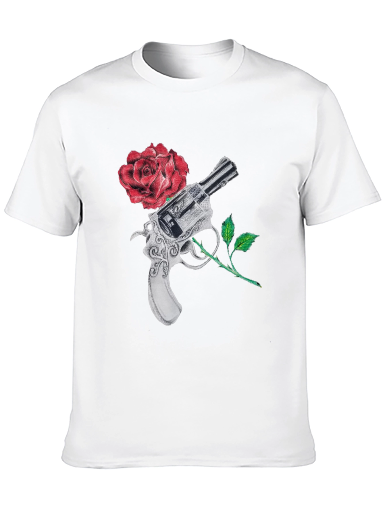 Black Gun and Rose Graphic Black T-Shirt view 10