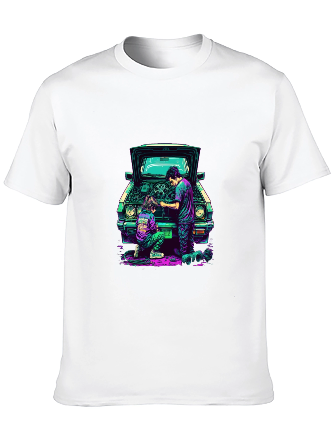 Black Cool Car Repair Graphic Tee view 10