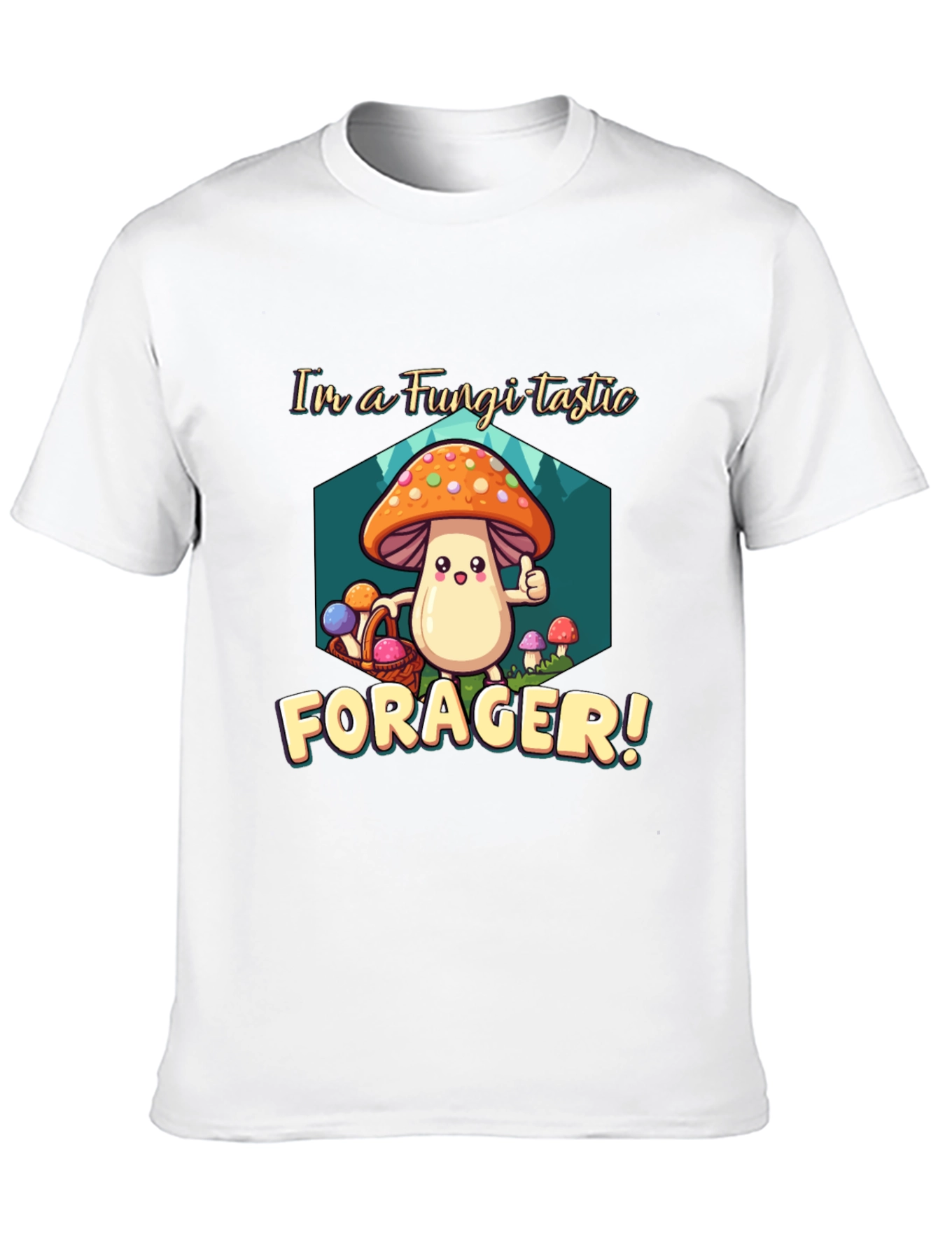 Black Fungi-tastic Forager T-Shirt - Fun Mushroom Design view 10
