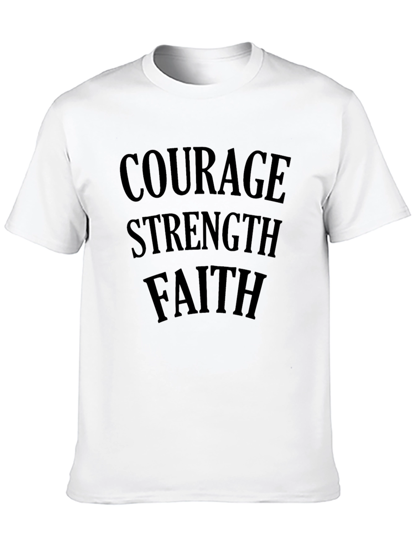 Black Courage Strength Faith Men's Black T-Shirt view 10