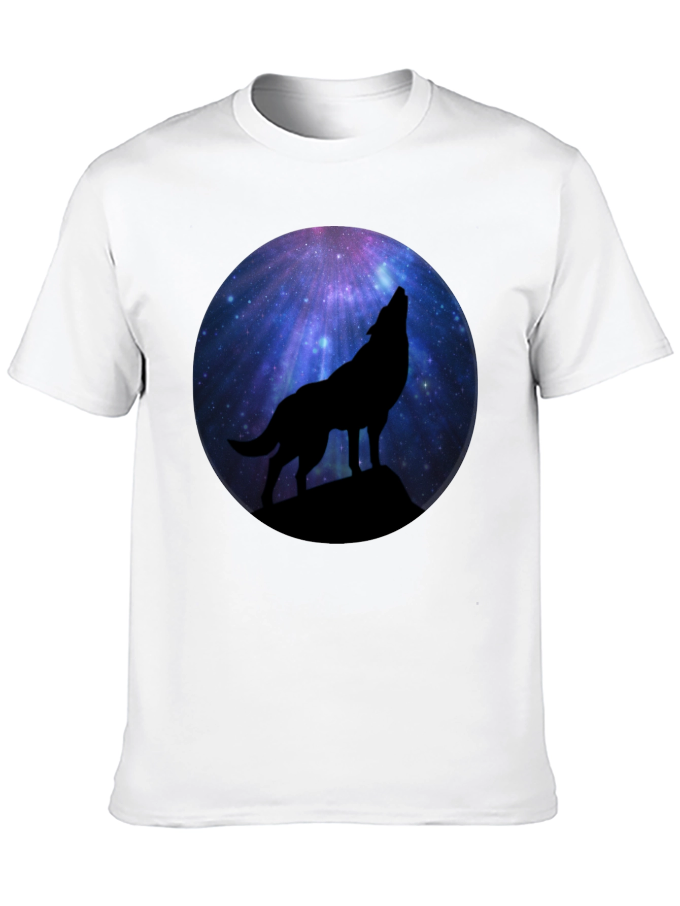 Black Wolf Howling at Galaxy Moon Men's Black T-Shirt view 10