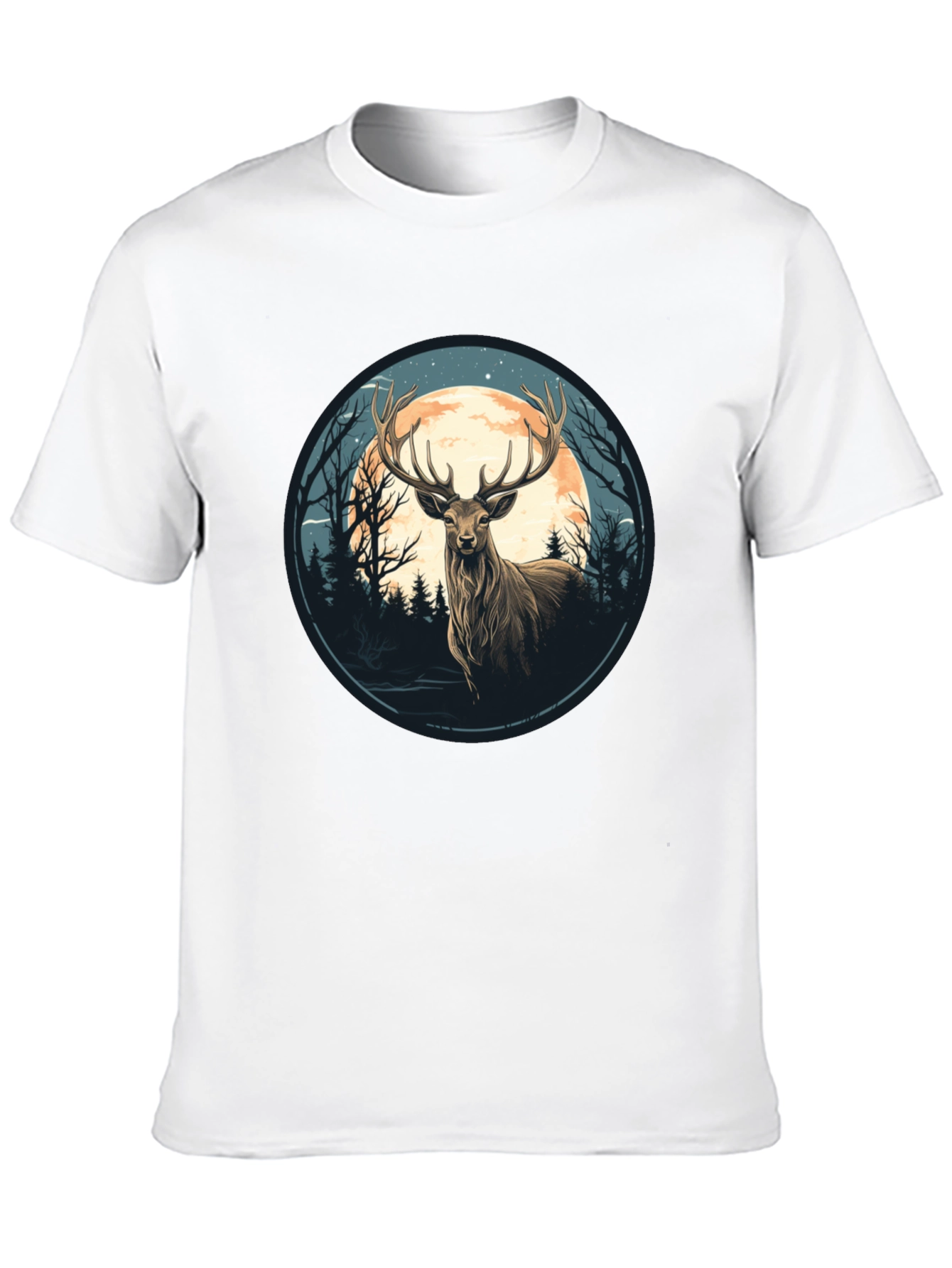 Black Deer Moon Graphic Tee - Nature Inspired Black T-Shirt view 10