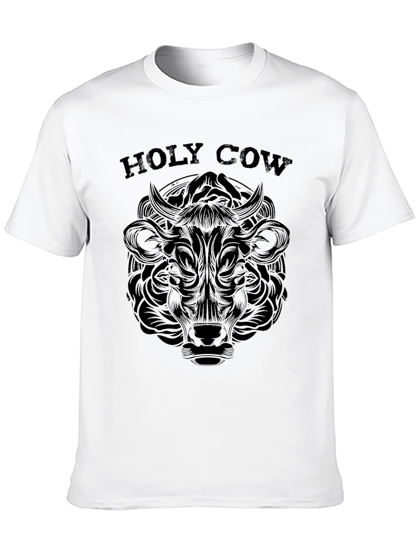 Black Holy Cow Graphic Tee - Black Crew Neck T-Shirt view 10