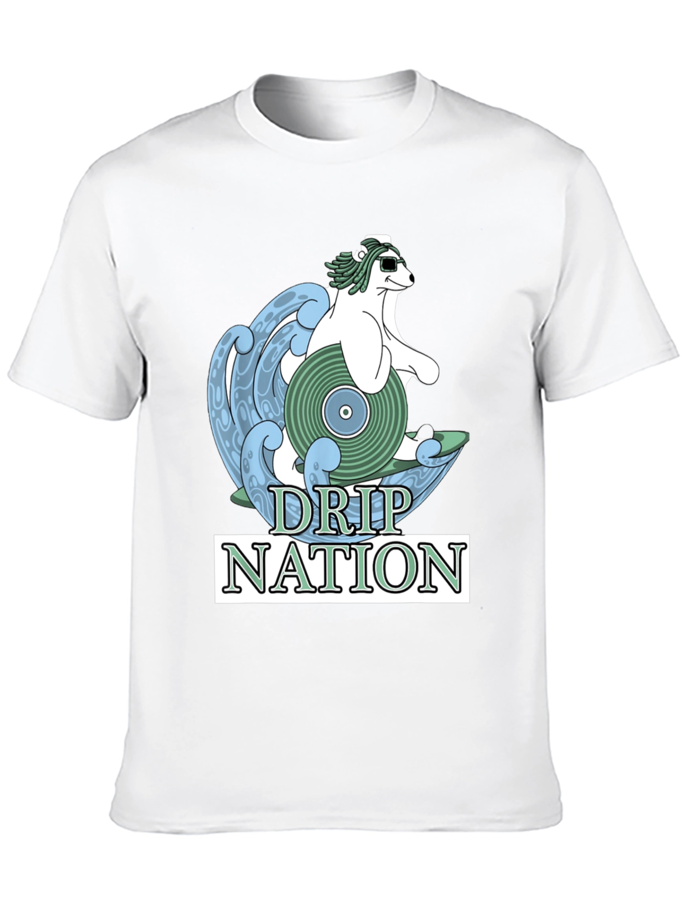 Black Drip Nation Polar Bear Surfing T-Shirt view 10