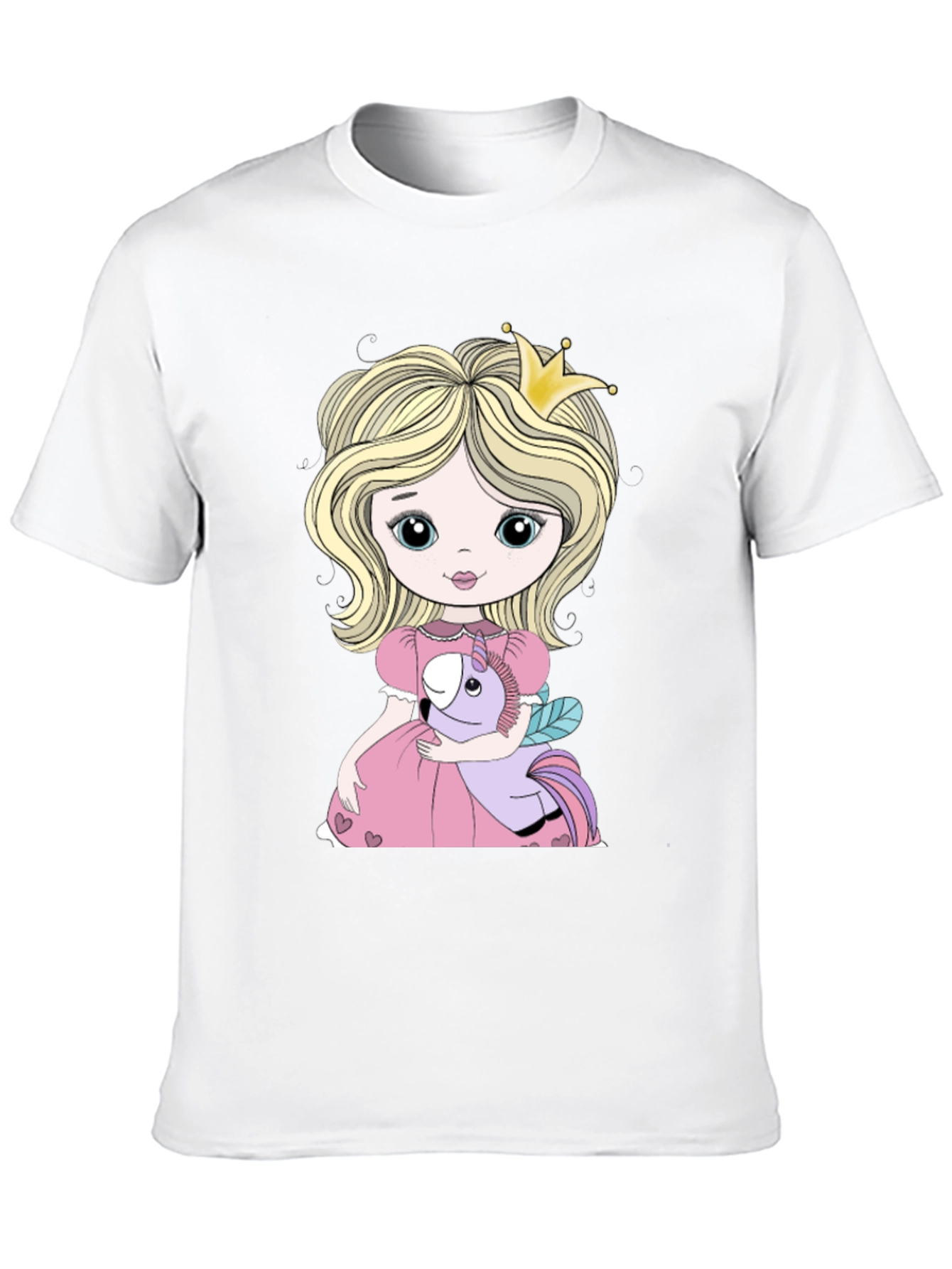 Black Princess Girl with Unicorn Toy Graphic T-Shirt view 10