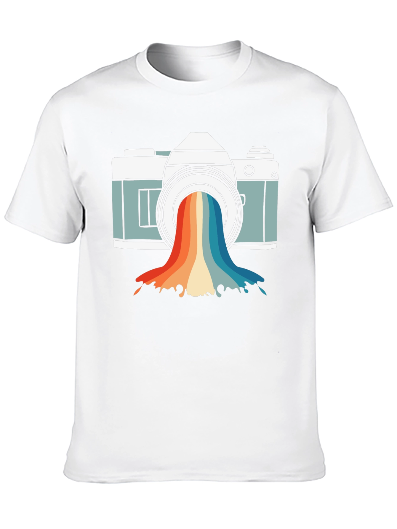 Black Retro Camera Rainbow Graphic Tee view 10