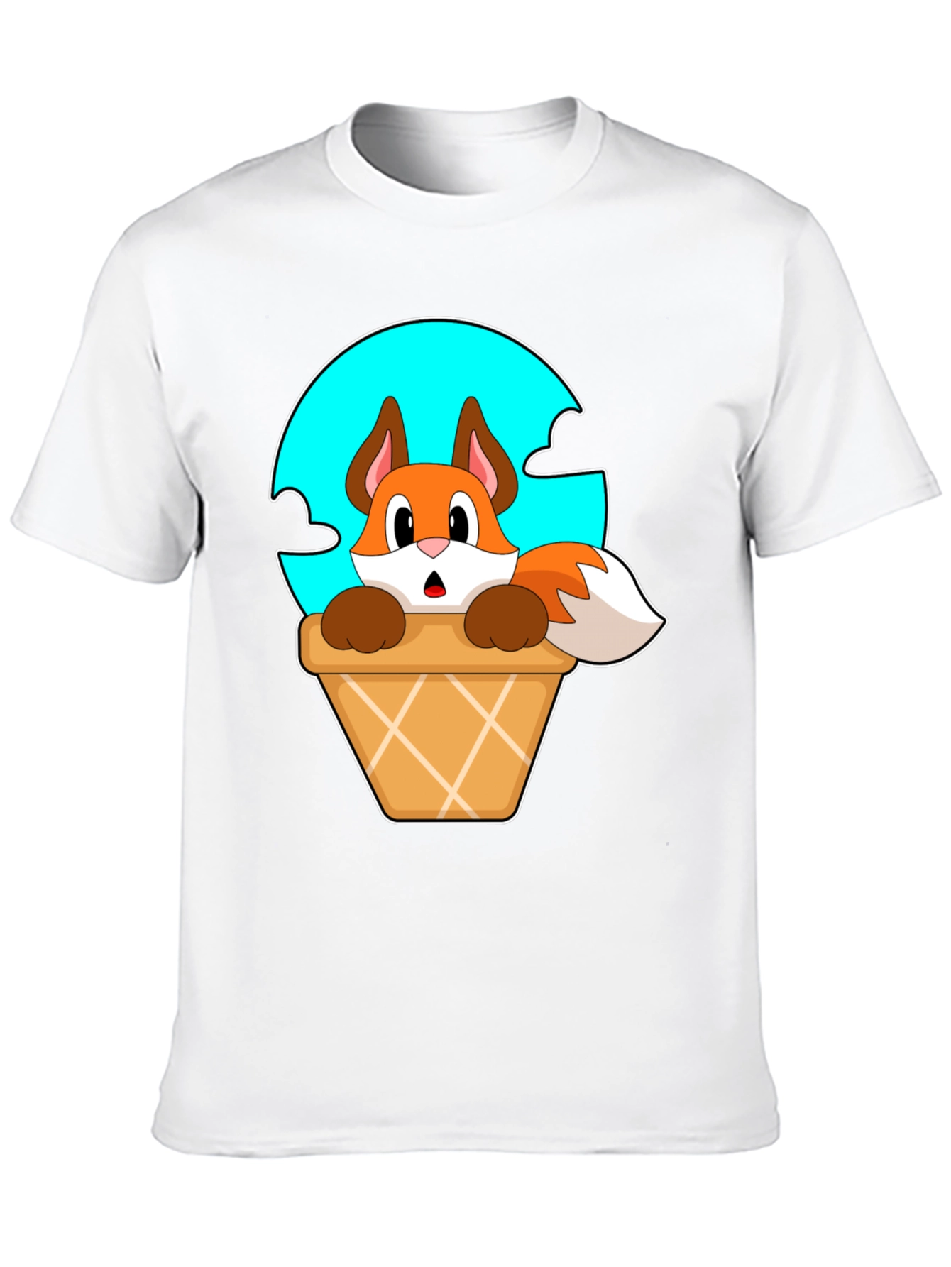 Black Fox in Ice Cream Cone T-Shirt - Cartoon Animal Tee view 10