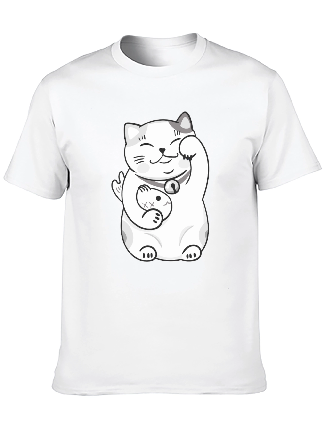 Black Lucky Cat T-Shirt - Black Graphic Tee view 10