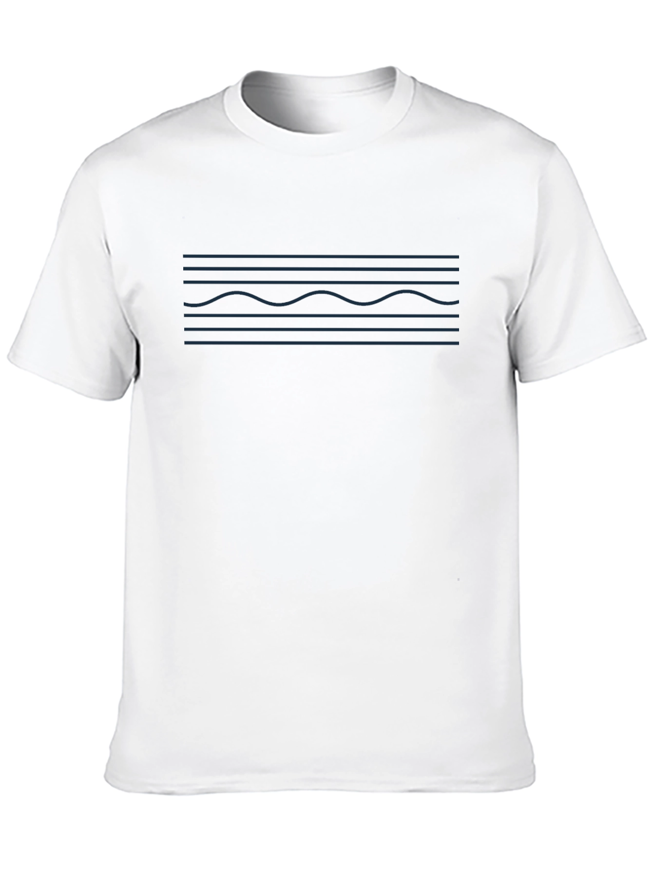 Black Modern Wavy Line Graphic Tee - Casual Style view 10