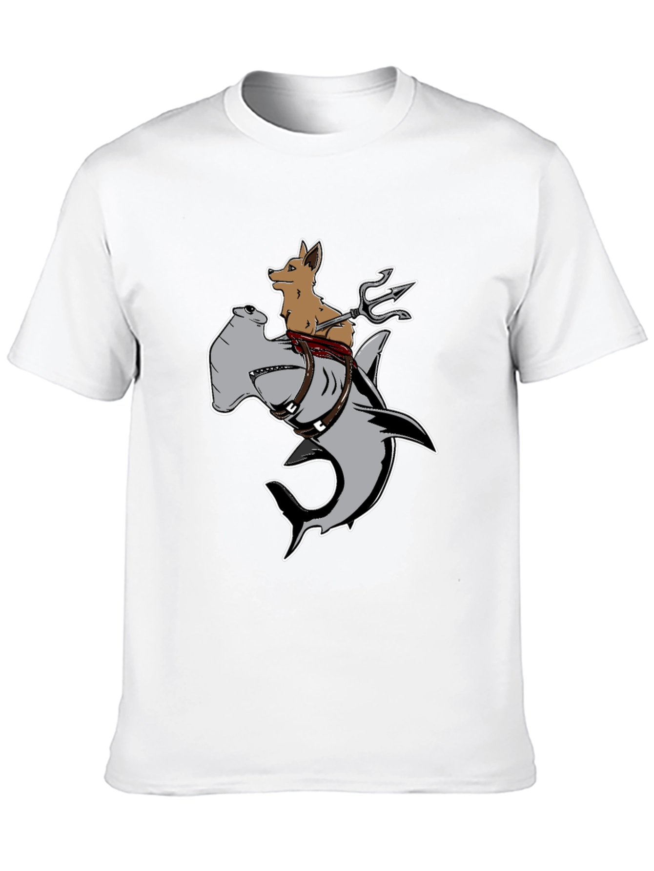 Black Dog Riding Hammerhead Shark T-Shirt - Funny Graphic Tee view 10
