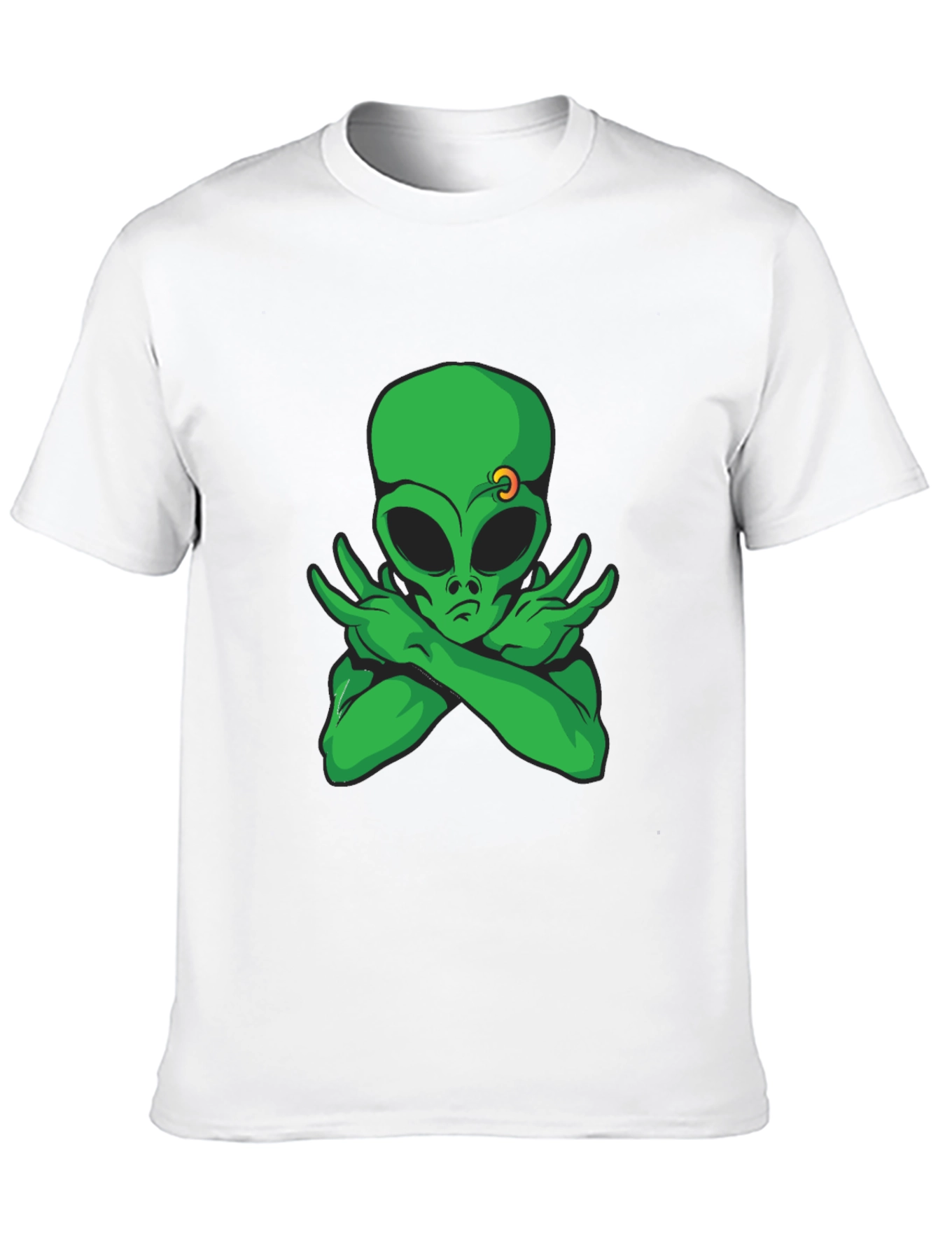 Black Cool Alien Graphic Tee - Black Cotton T-Shirt view 10