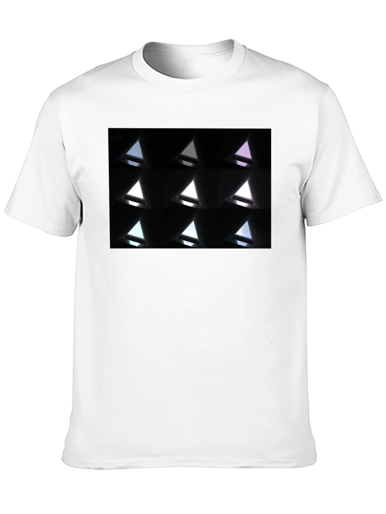 Black Abstract Geometric Triangle Pattern Black T-Shirt view 10