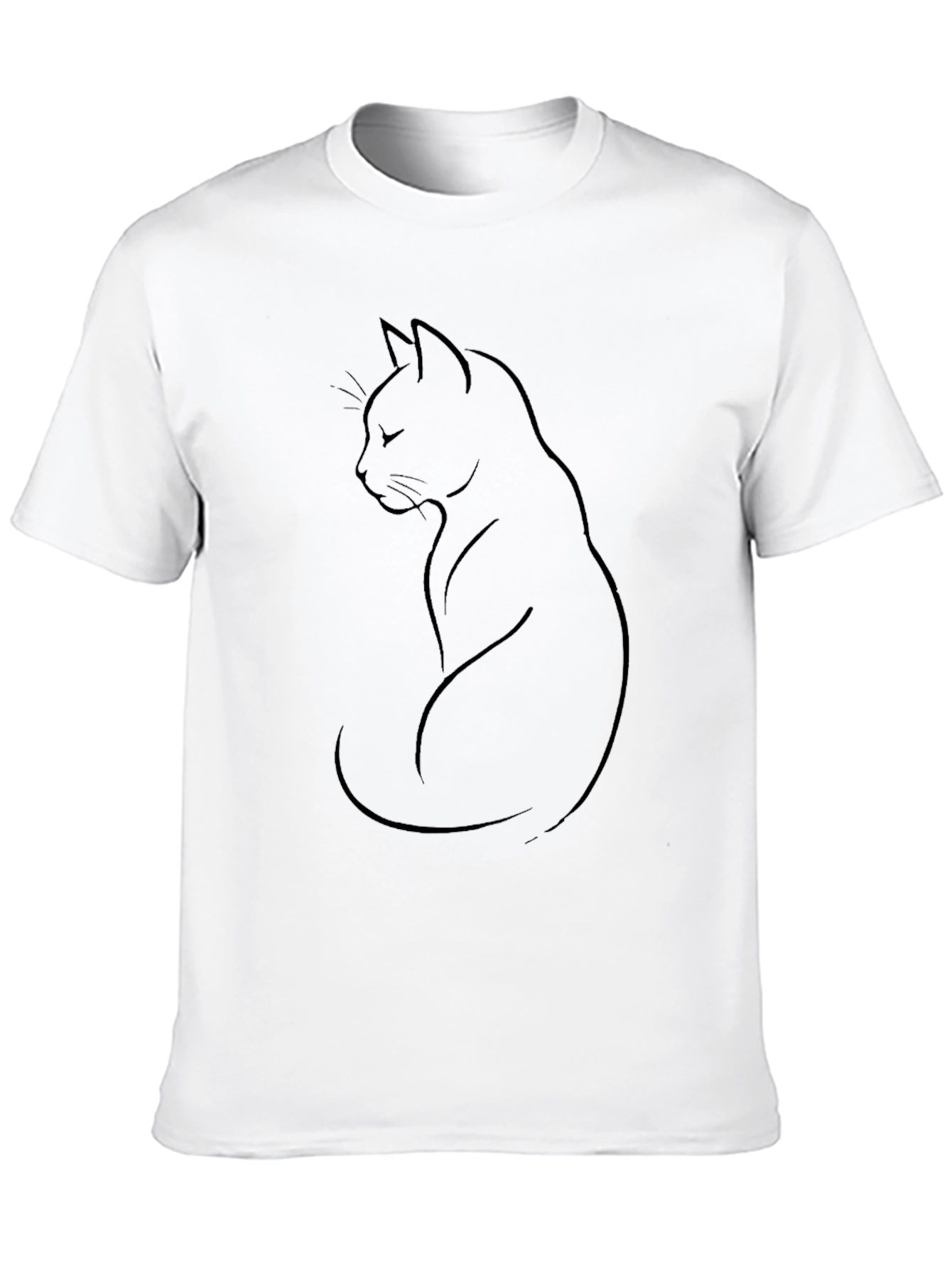 Black Minimalist Cat Graphic Tee - Soft Black Cotton view 10