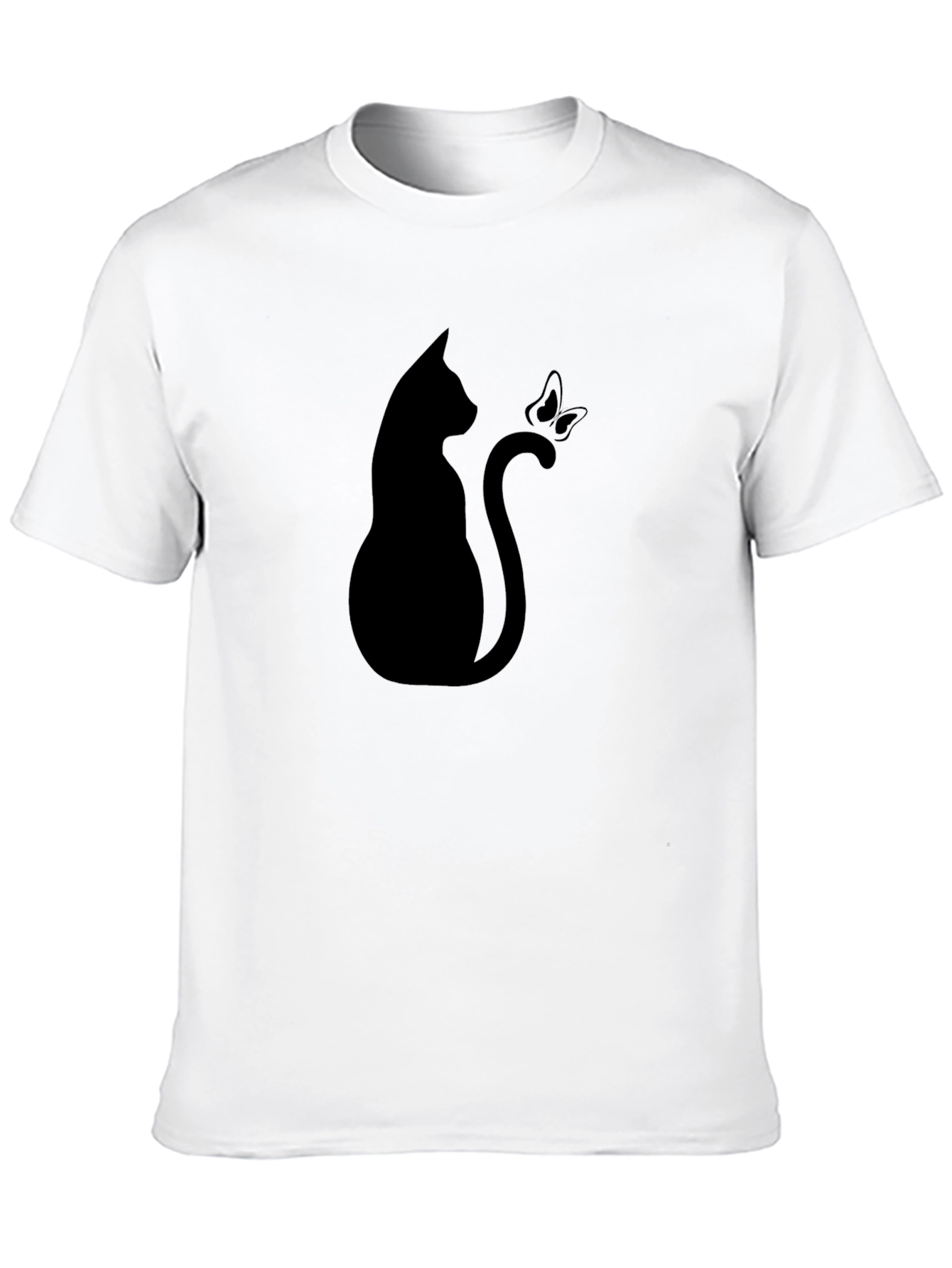 Black Cat & Butterfly Graphic Tee - Stylish Black T-Shirt view 10