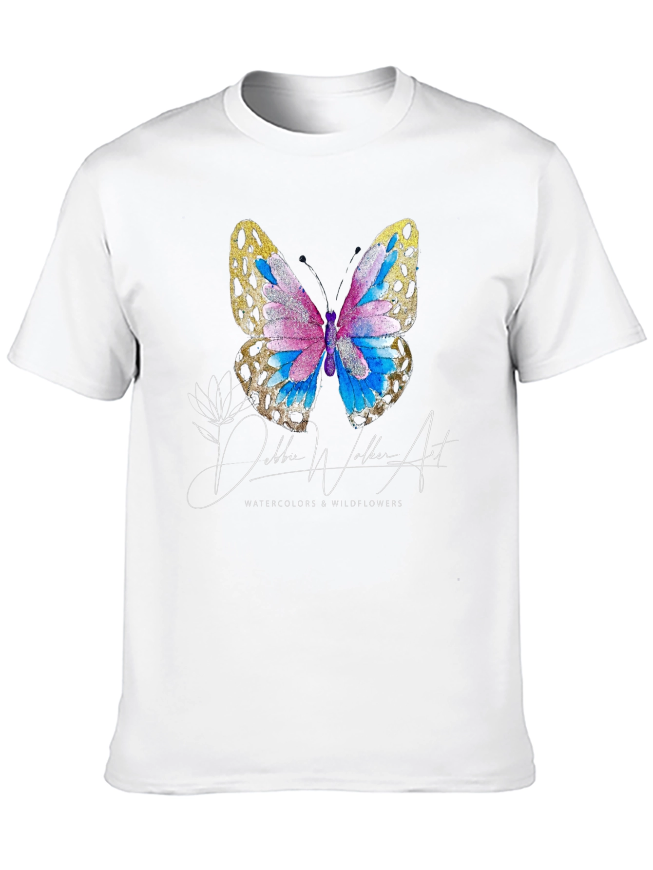 Black Butterfly Watercolor T-Shirt - Nature Inspired Art Tee view 10