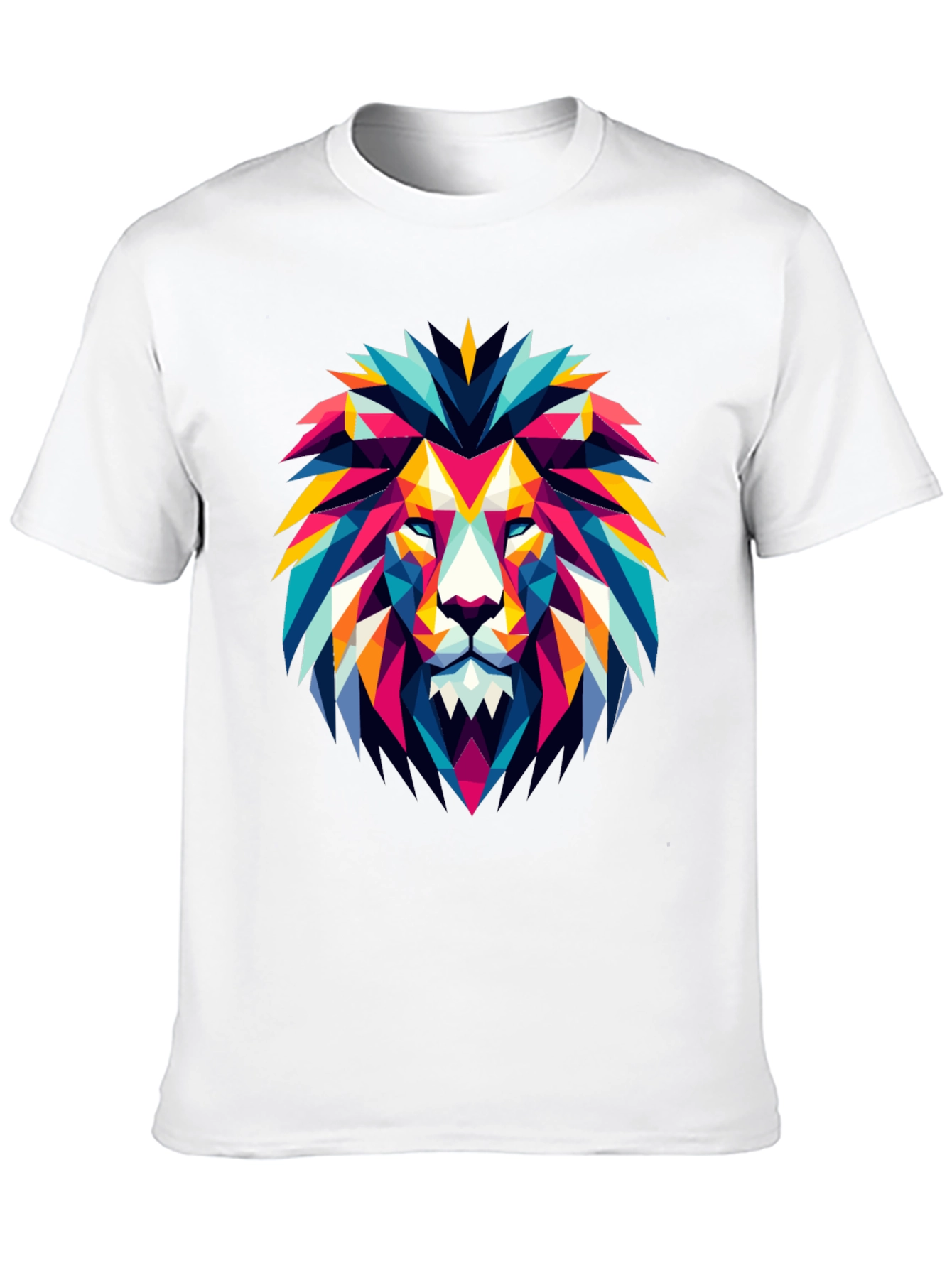 Black Geometric Lion Graphic Black T-Shirt view 10