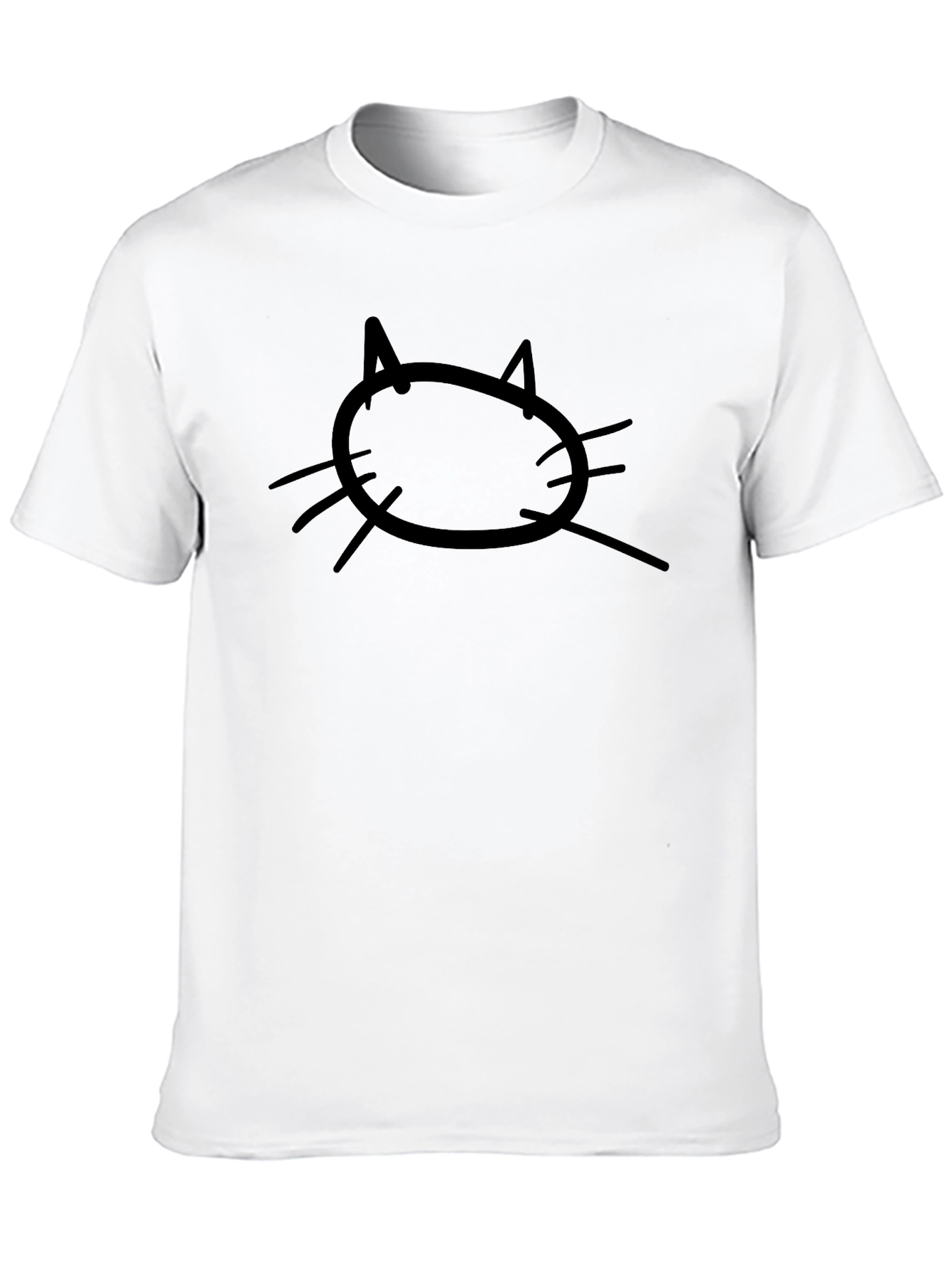Black Simple Cat Sketch Black T-Shirt view 10