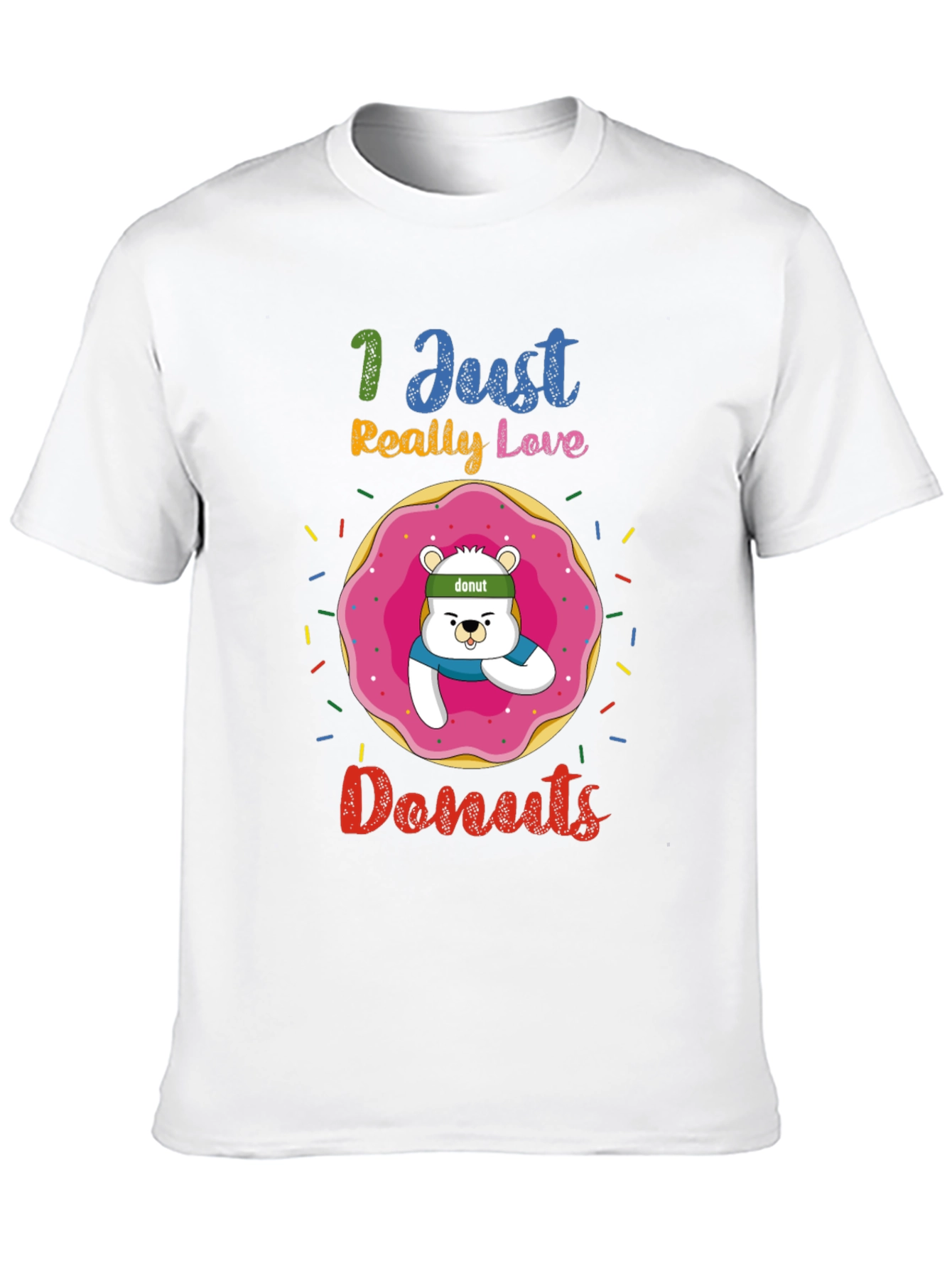 Black I Just Really Love Donuts Funny Graphic Tee view 10