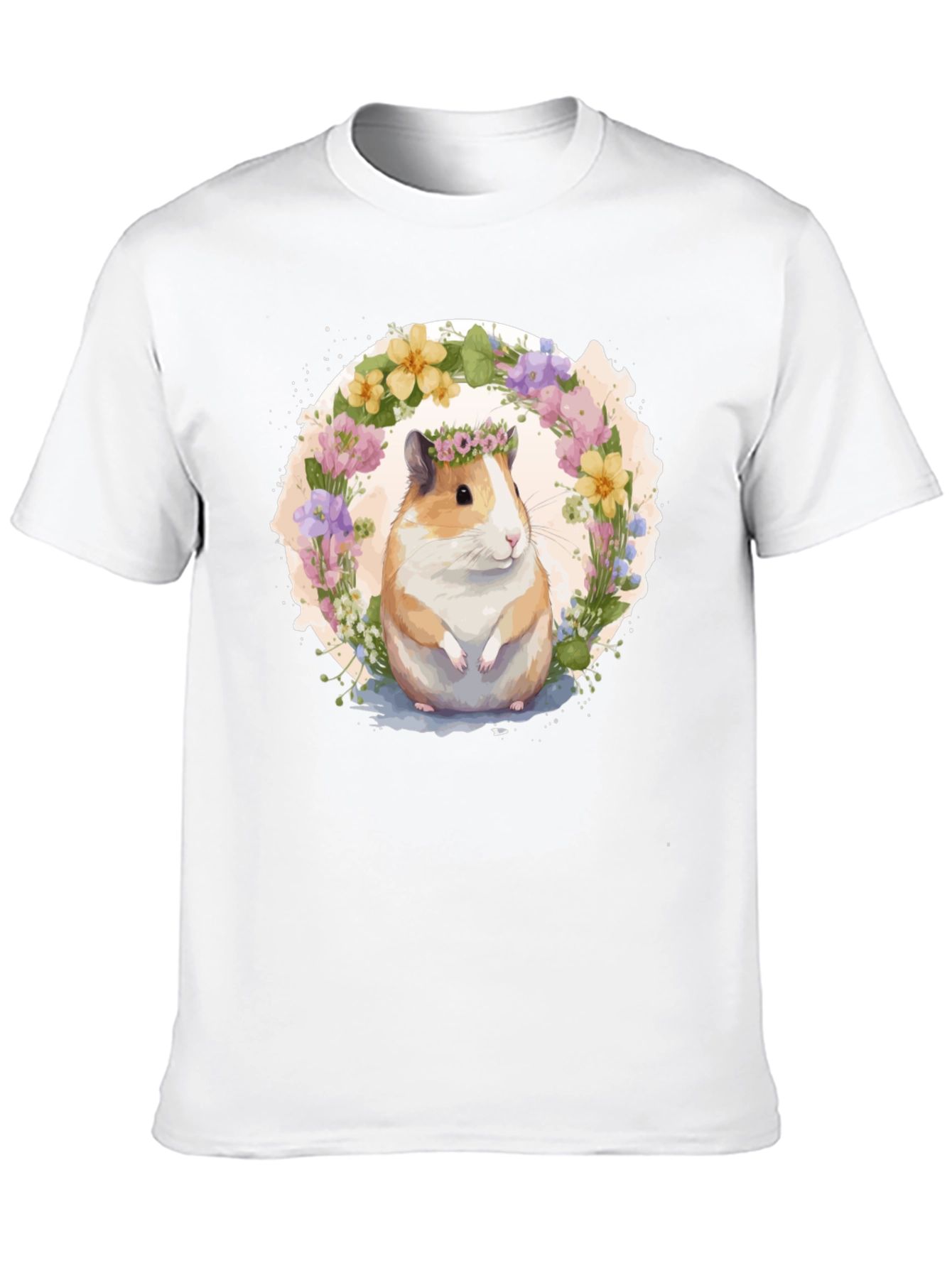 Black Guinea Pig Floral Wreath Graphic Tee view 10