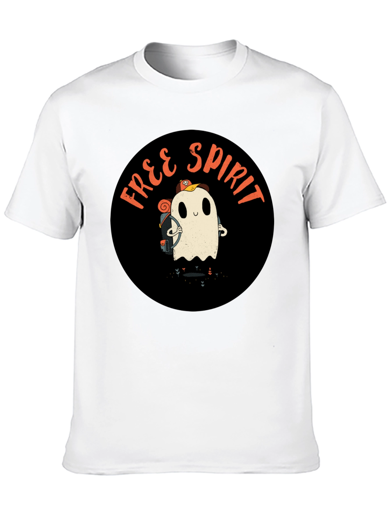 Black Free Spirit Ghost Graphic Tee - Black Cotton T-Shirt view 10