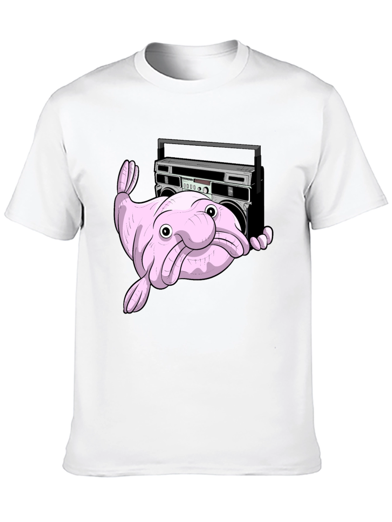 Black Blobfish Boombox T-Shirt - Funny Graphic Tee view 10