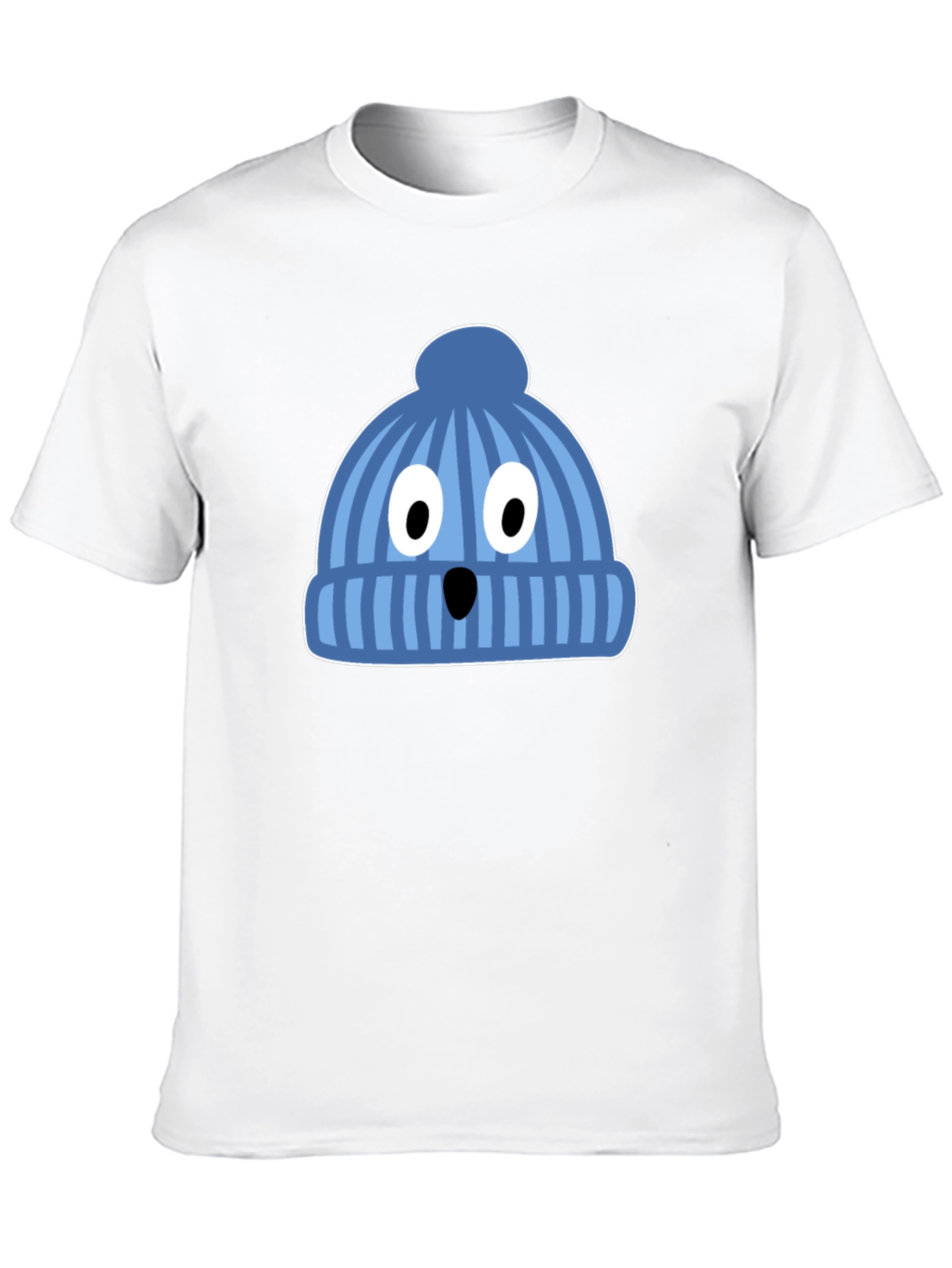 Black Funny Knit Hat Face Black T-Shirt view 10