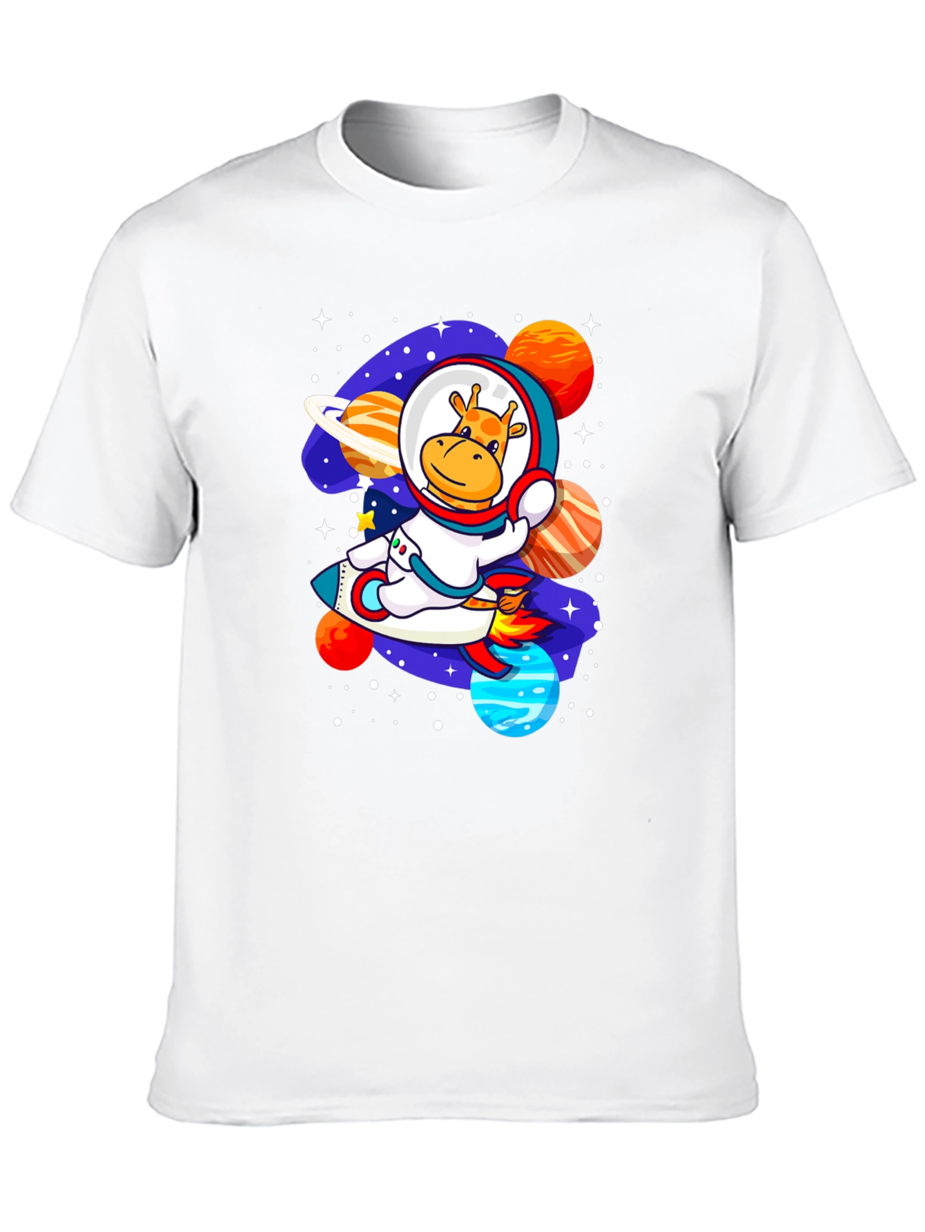 Black Giraffe Astronaut T-Shirt - Space Adventure Design view 10