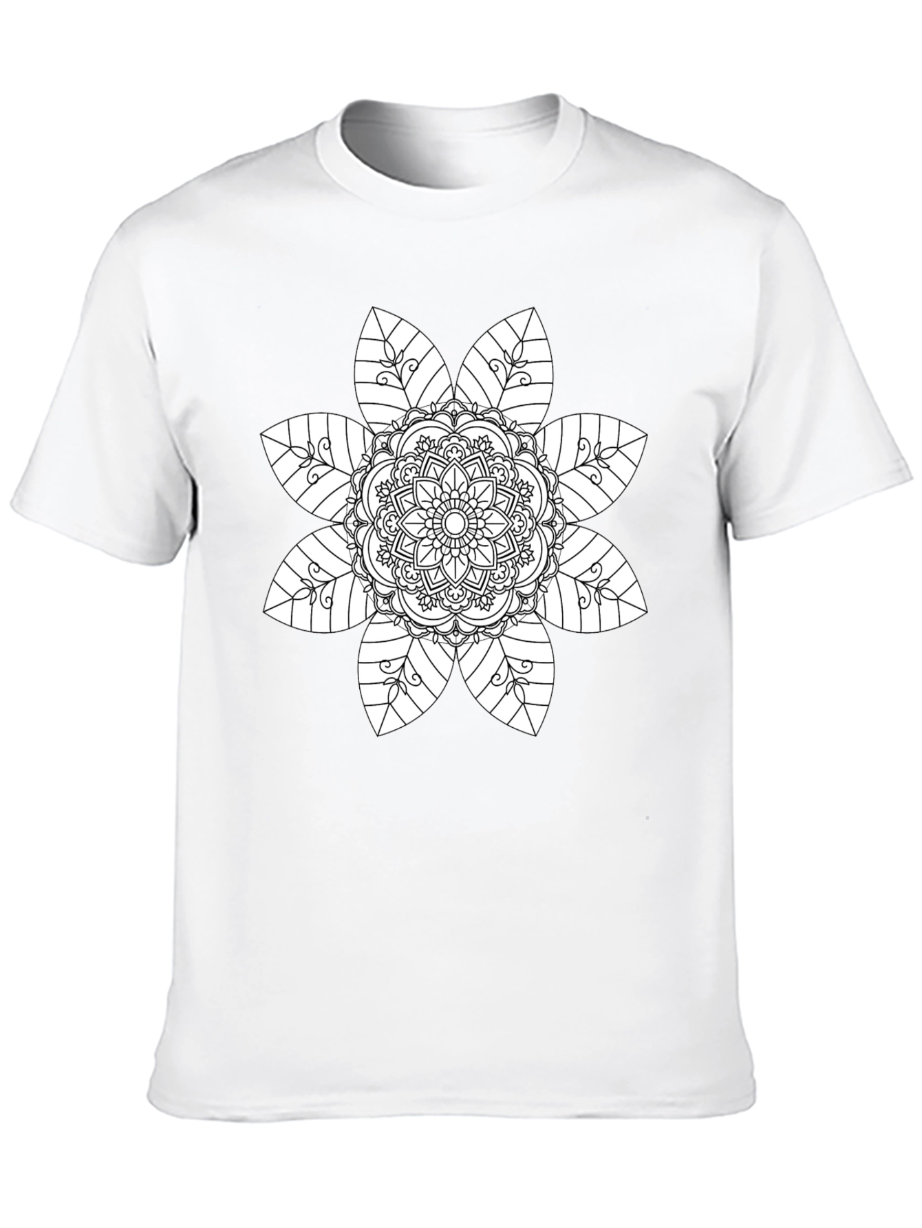 Black Mandala Flower Black T-Shirt view 10